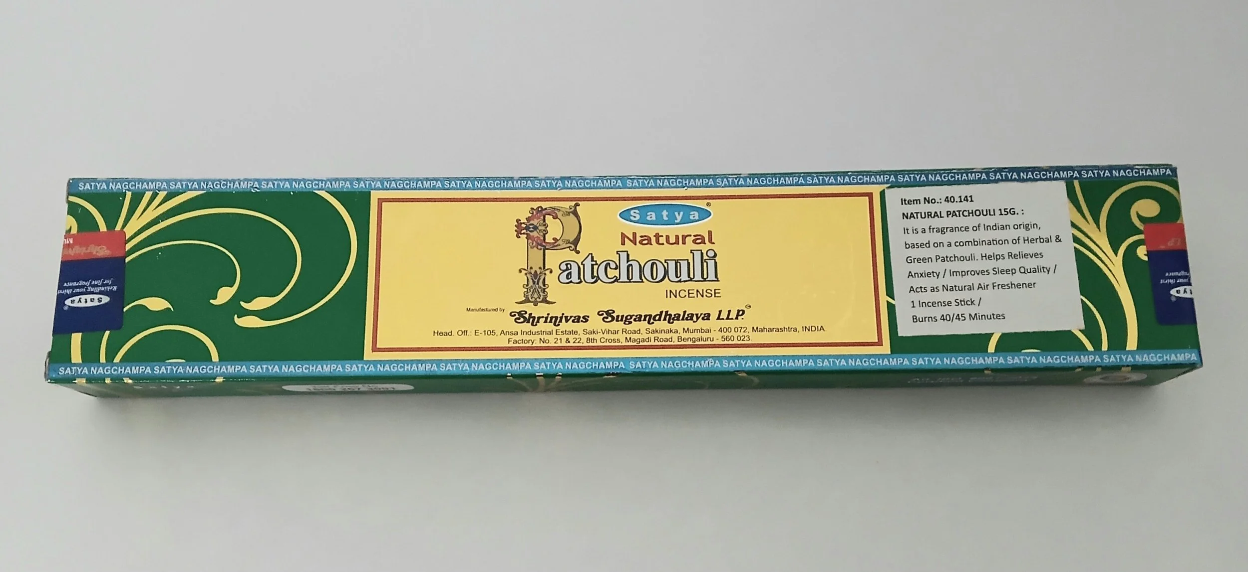 1 Sampler Incense Stick • Satya PATCHOULI Incense Stick