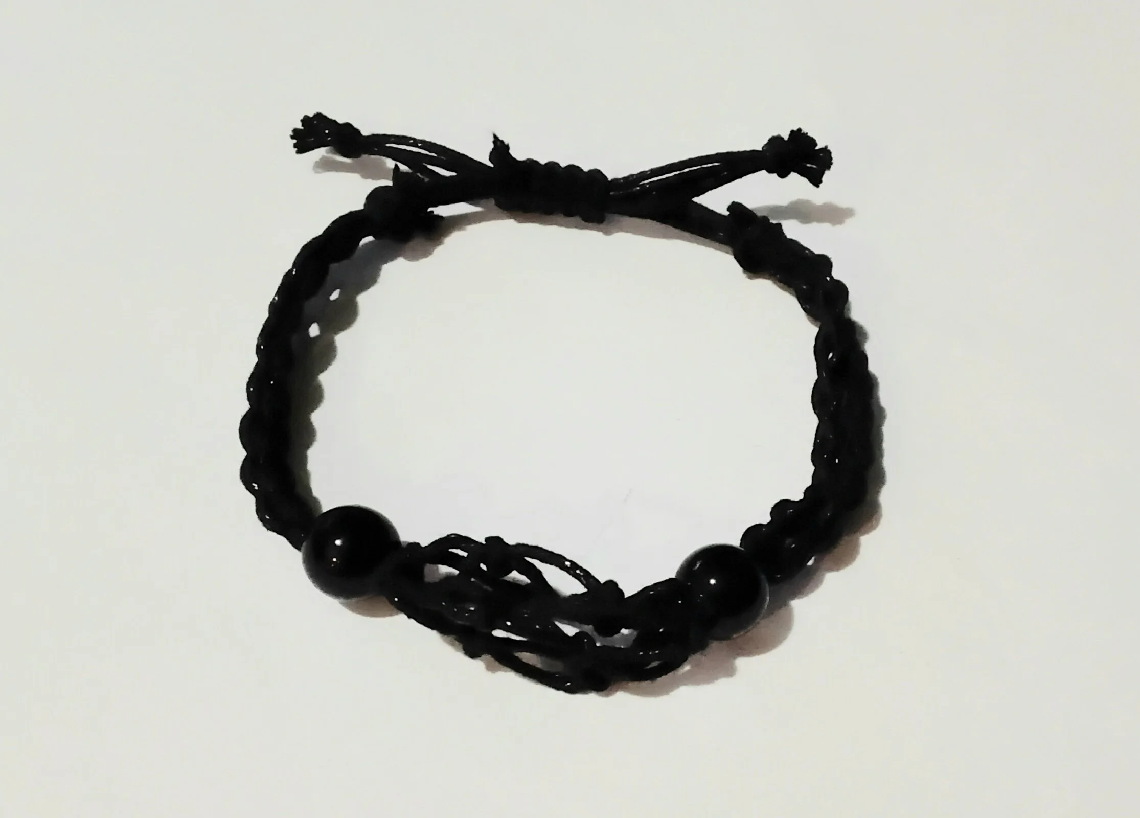Black Crochet Gem Stone Holding Bracelet