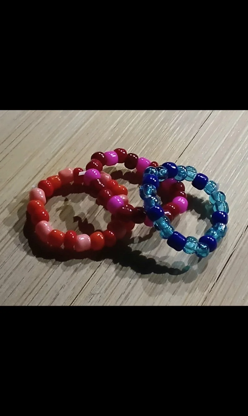 3PC • Glass Beaded Toe Rings Adjusts To Fit