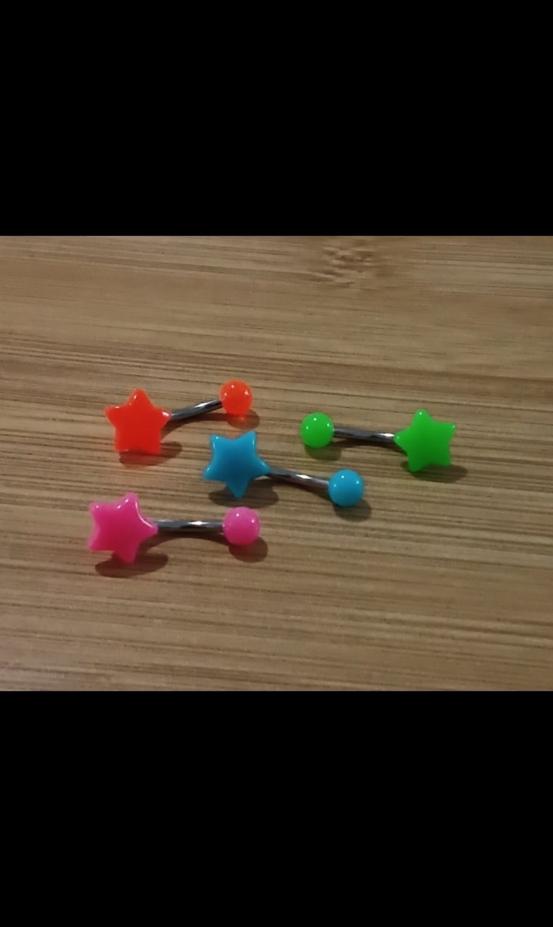 1 PC • 14G 316L Belly Bar, Plastic 10mm Stationed Star