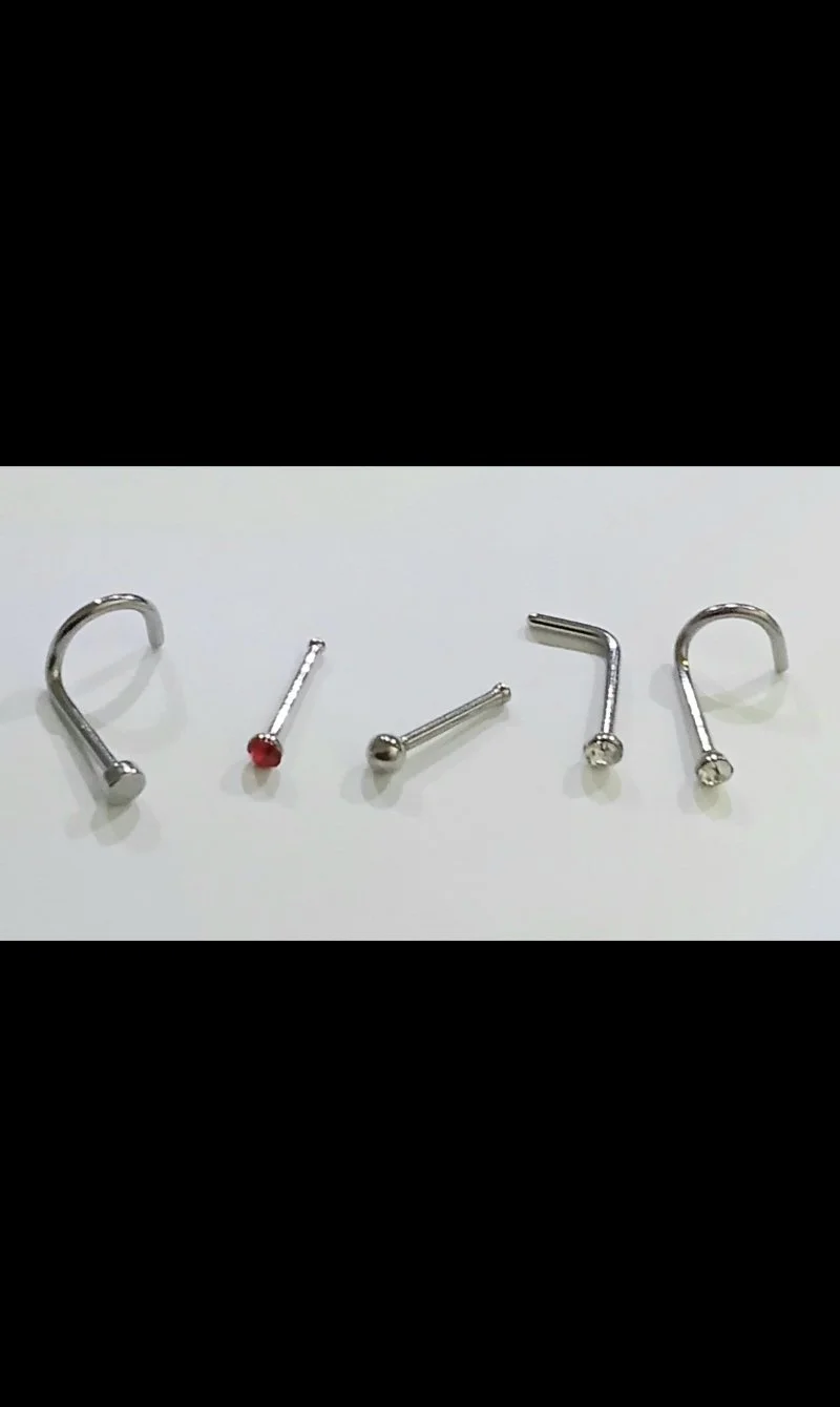 5PC • Silver Nose Pin Set • Steel Variety Pack