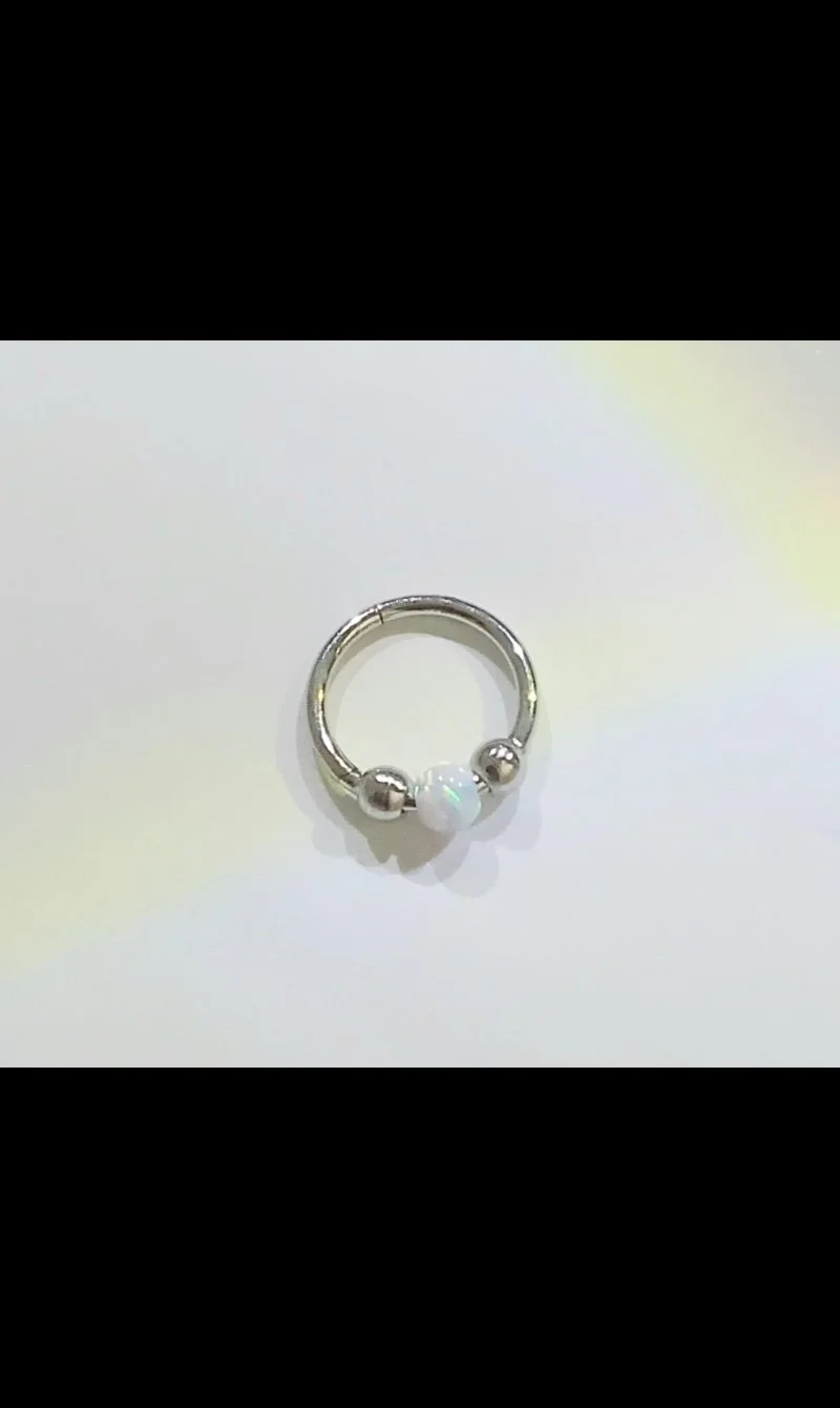 316L Opalite Clicker Sliver Colour Septum, Nose, Catilage, Belly Hoop Ring