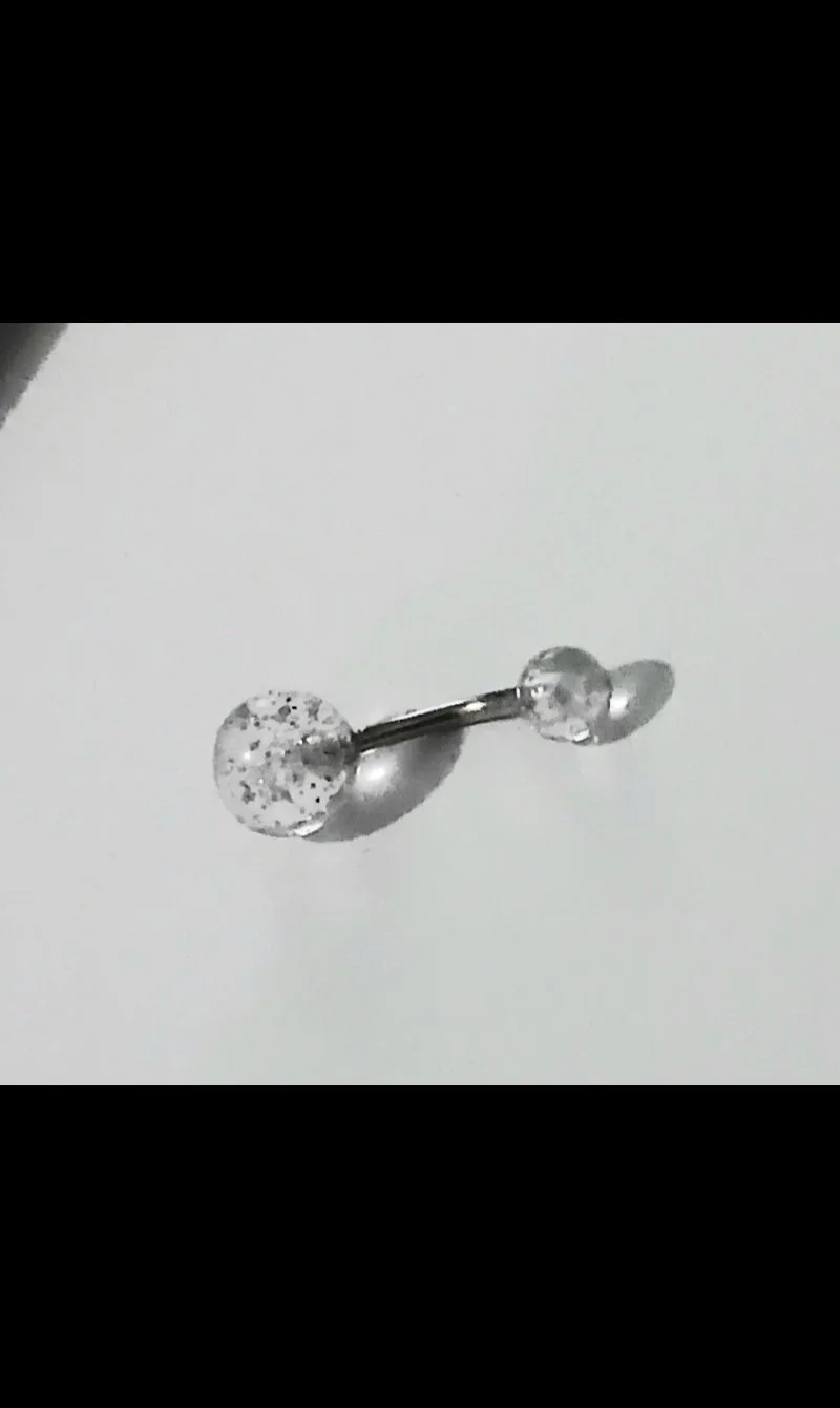 Clear Sparkly Belly Bar 16G 316L
