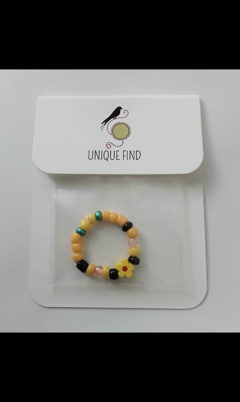 1PC • Yellow Glass Flower Beaded Toe Ring