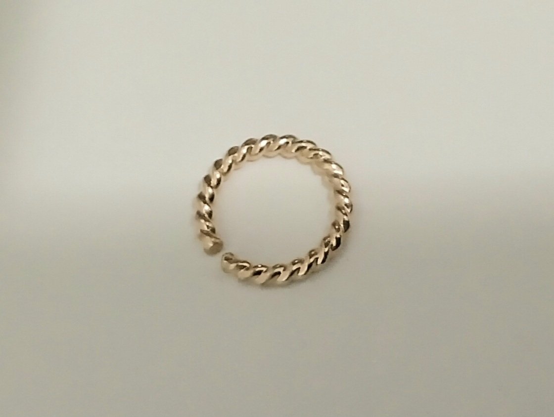 14k 5% Yellow Gold Filled Twisted Spiral Universal Hoop 16G 10mm
