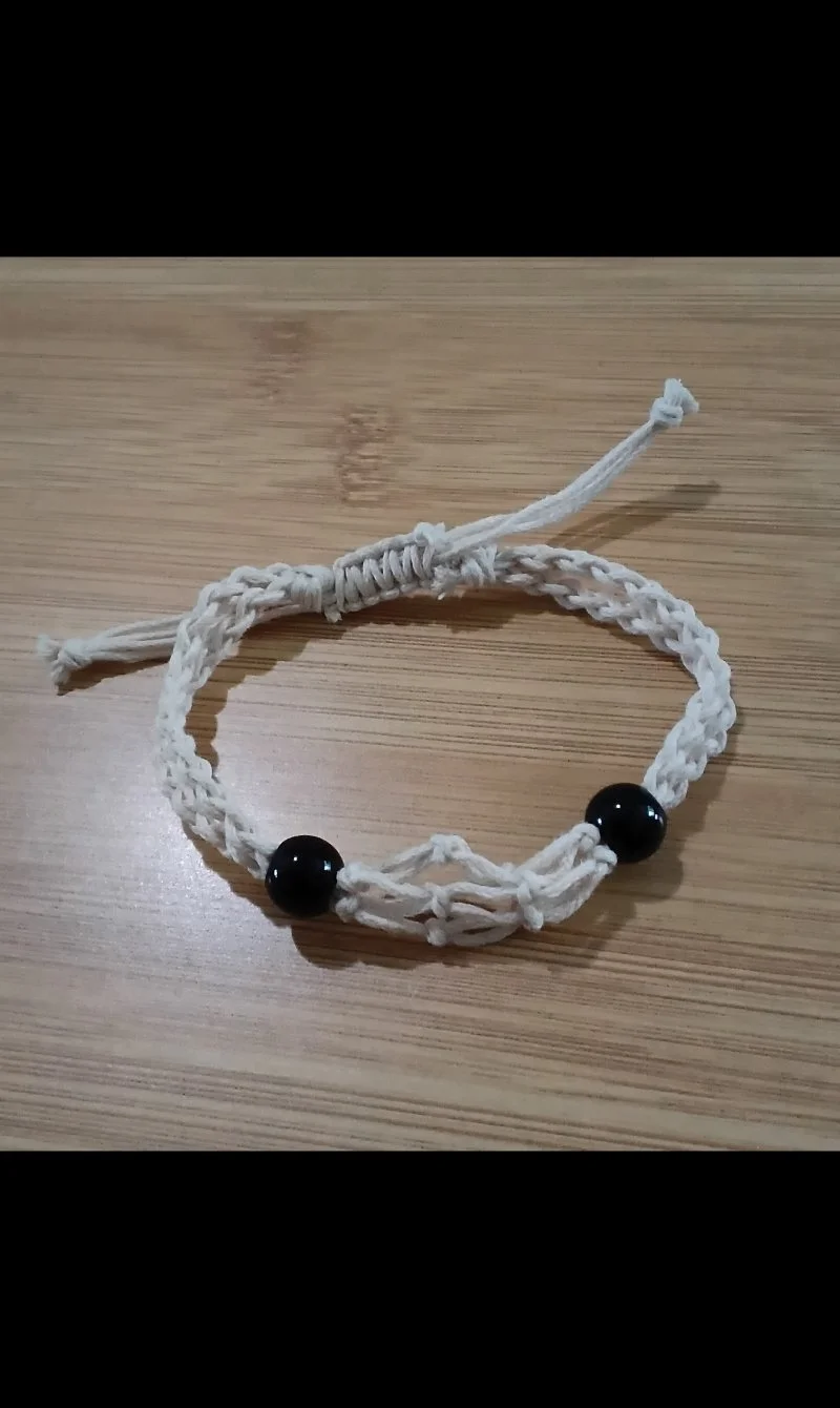 White Crochet Gem Stone Holding Bracelet