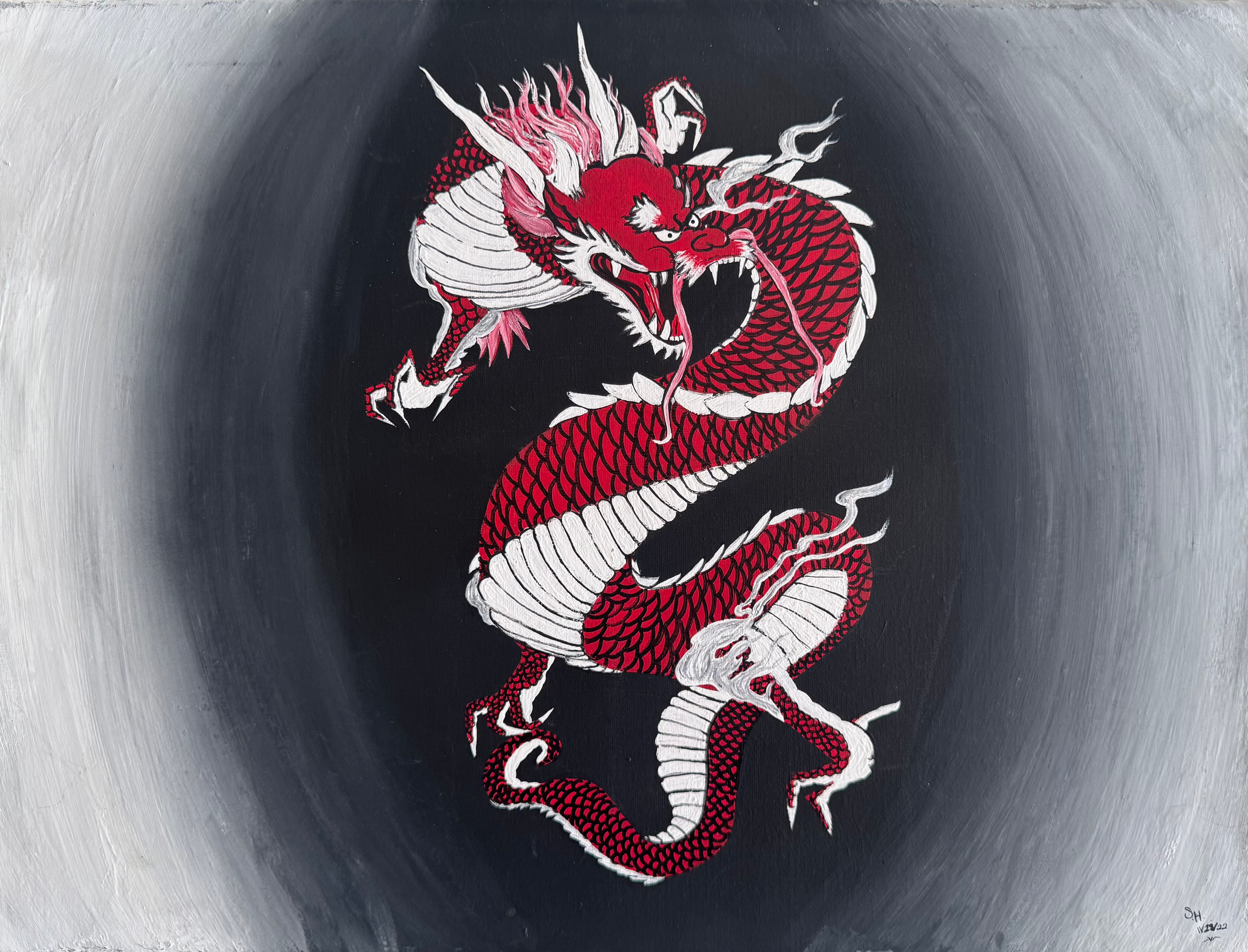 Red and White Japanese Dragon