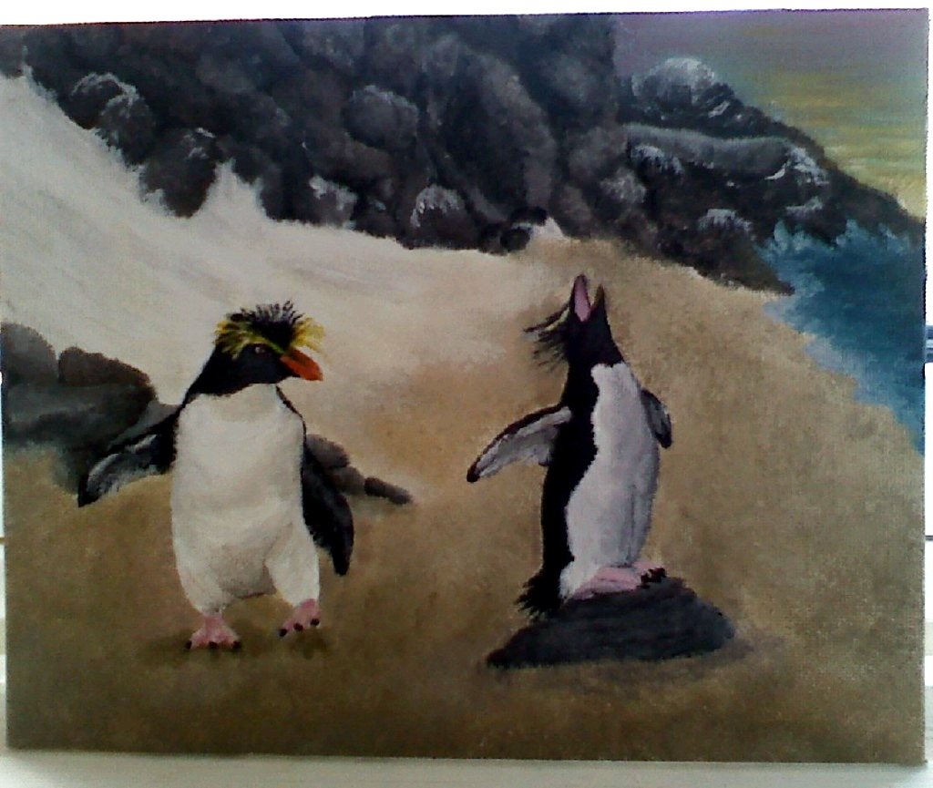 Penguin Paradise 8x10 Acrylic Painting
