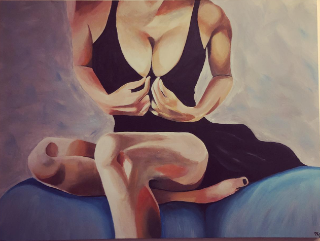 Original Sophisticated Figure Study: 32x48 Acrylic Art