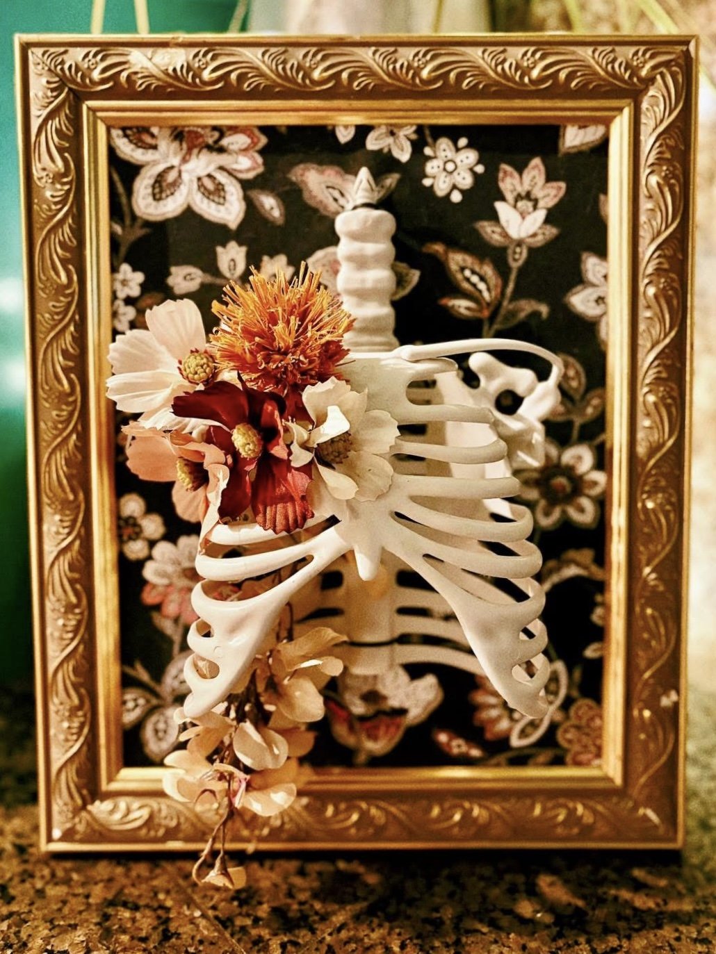 Vintage Gothic Floral Ribcage