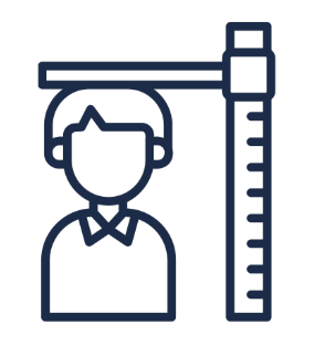 Illustration of a person with glasses and a collared shirt next to a tall graduated measuring scale.