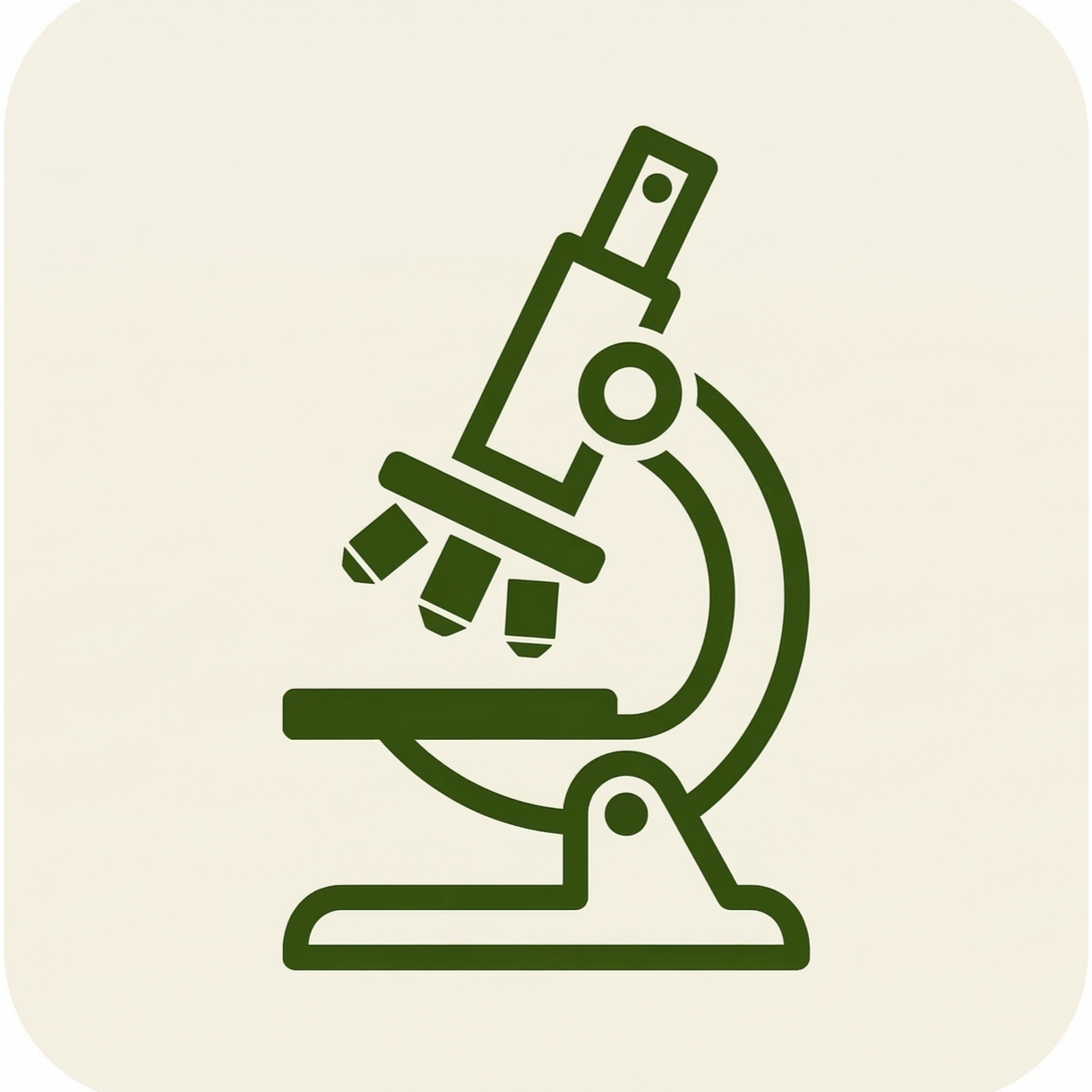 Green outline illustration of a microscope.