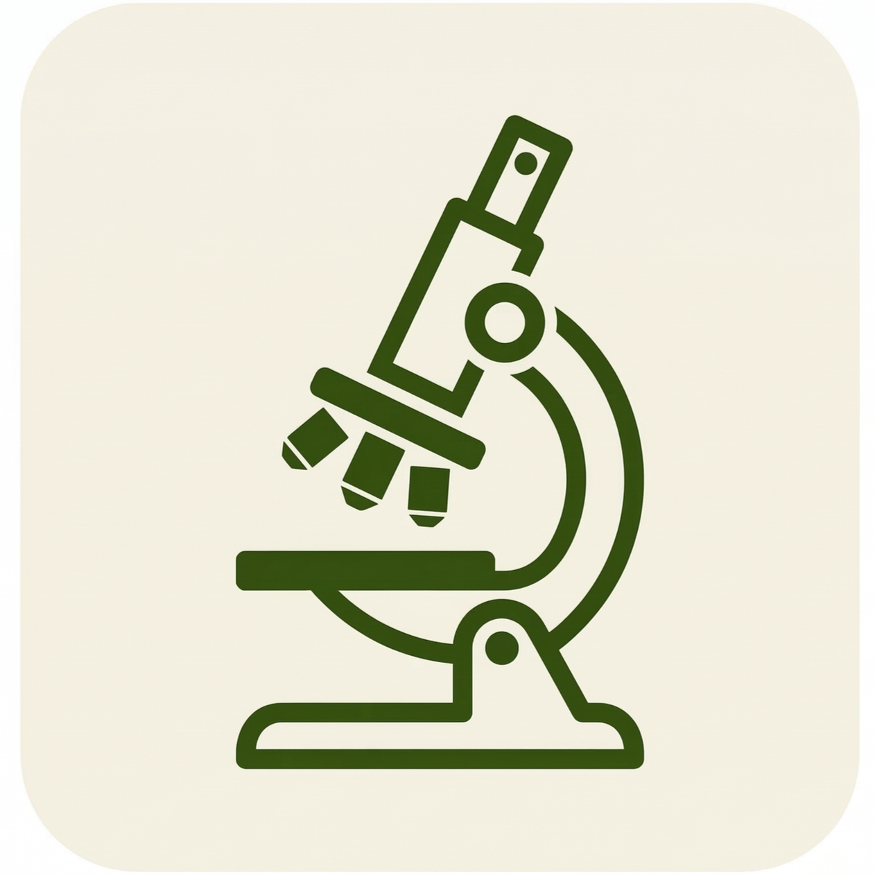 Icon of a microscope represented in green lines on a light background.