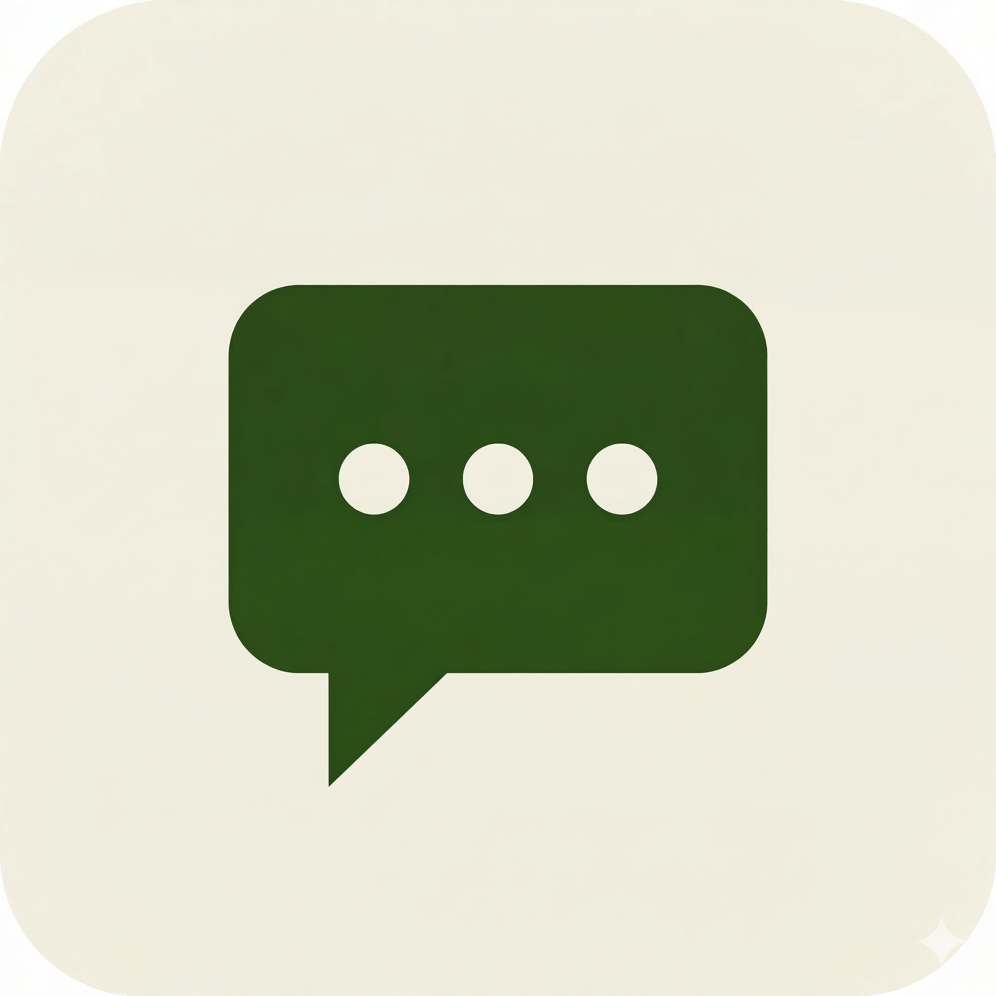 A green chat bubble icon with three white dots inside, representing messaging or communication, on a light background.