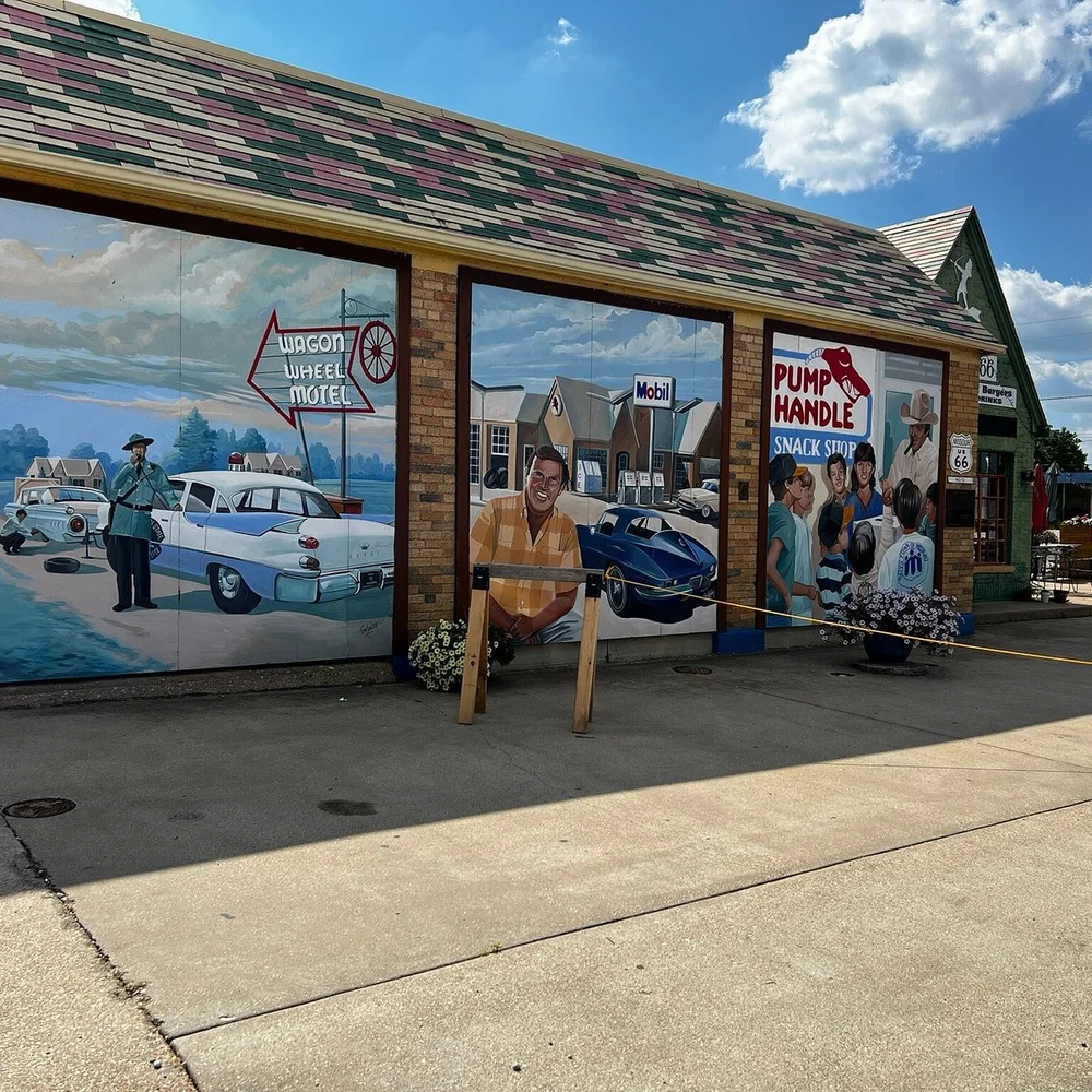 Outdoor Route 66 mural in Cuba, Missouri, the Route 66 Mural City