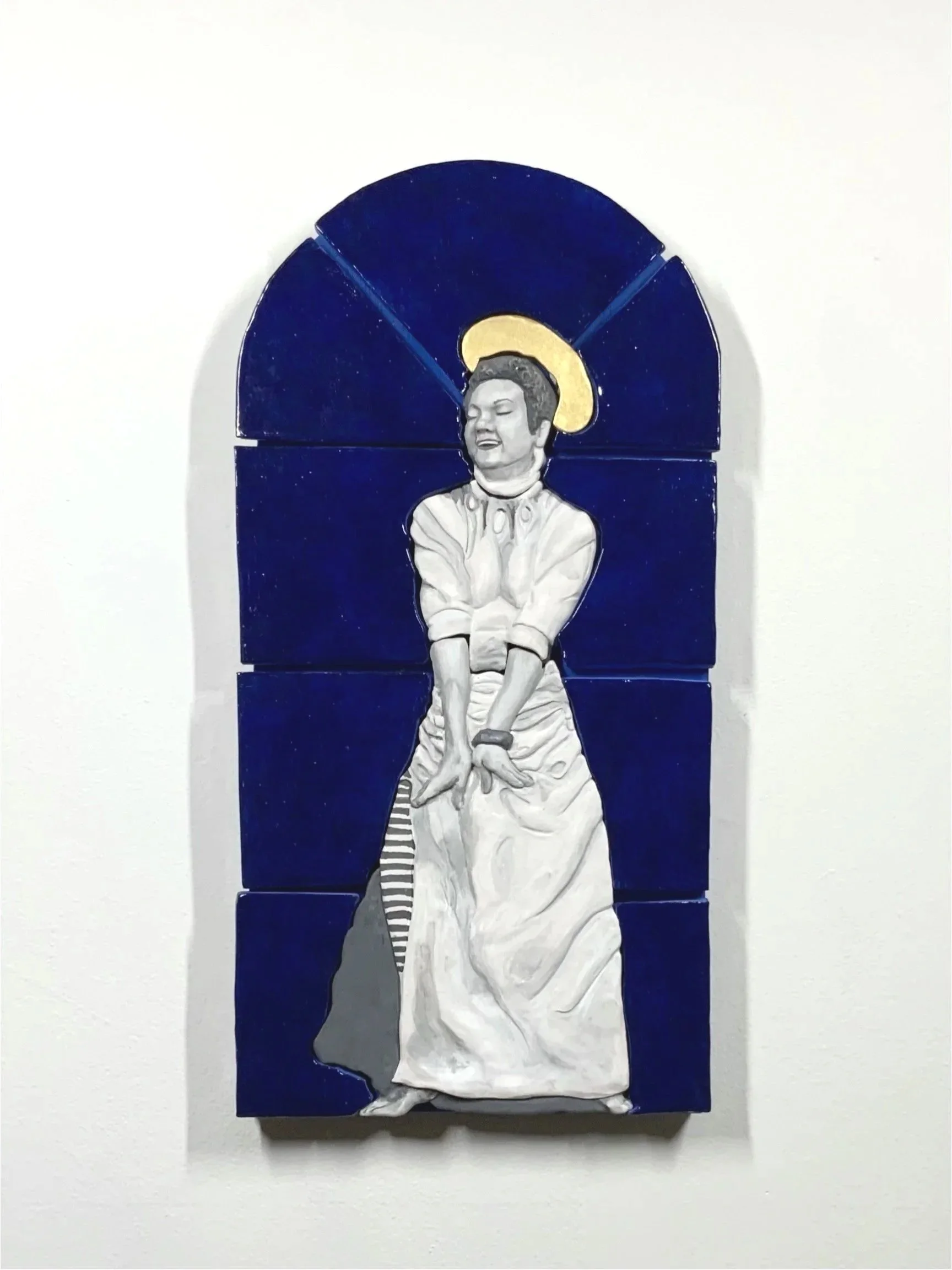 Maya Angelou, Glazed and Painted Earthenware, 22"H x 11"W x 1.75"D, 2025