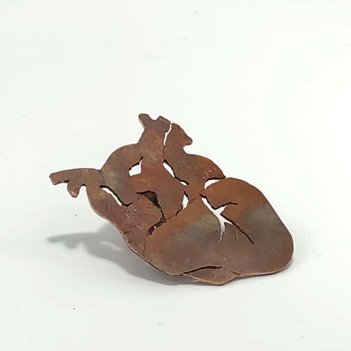 Anatomical Heart Pin, Copper, 1"H x 1.25"W x 0.5"D, 2022