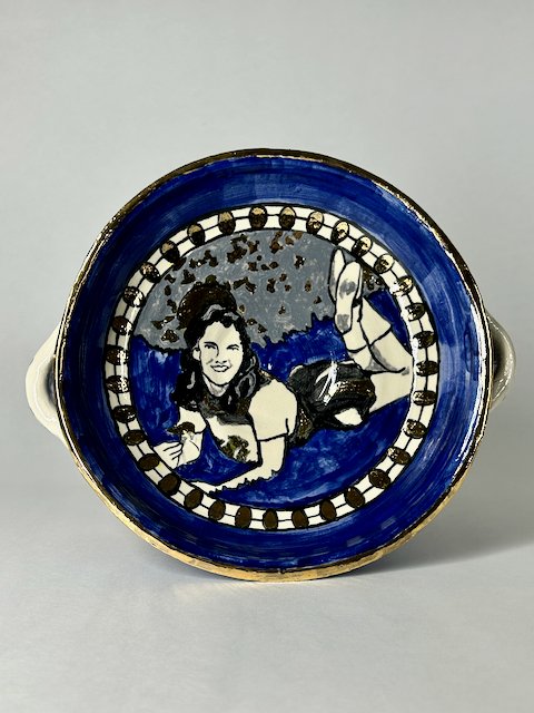 Miss Americana (Bee with Flowers), 23k Gold and Glazed Stoneware, 3.5"H x 8.25"W x 7"D, 2025