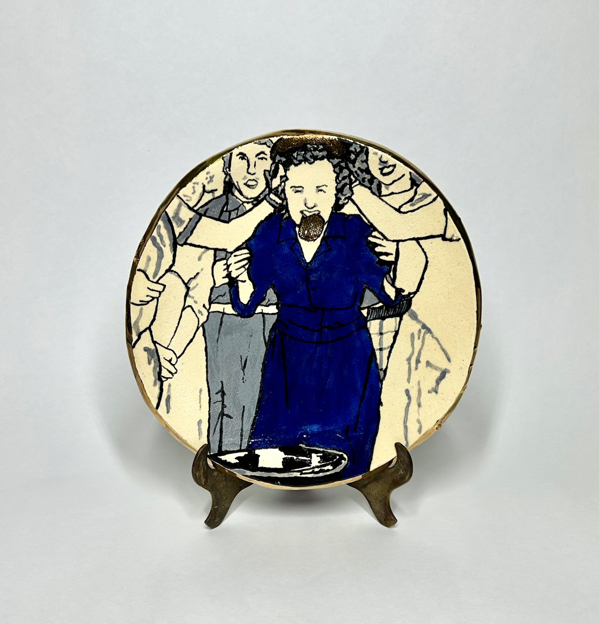Martha and the Golden Apple, 23k Gold and Glazed Stoneware, 2.5"H x 8.75"W x 8.75", 2025