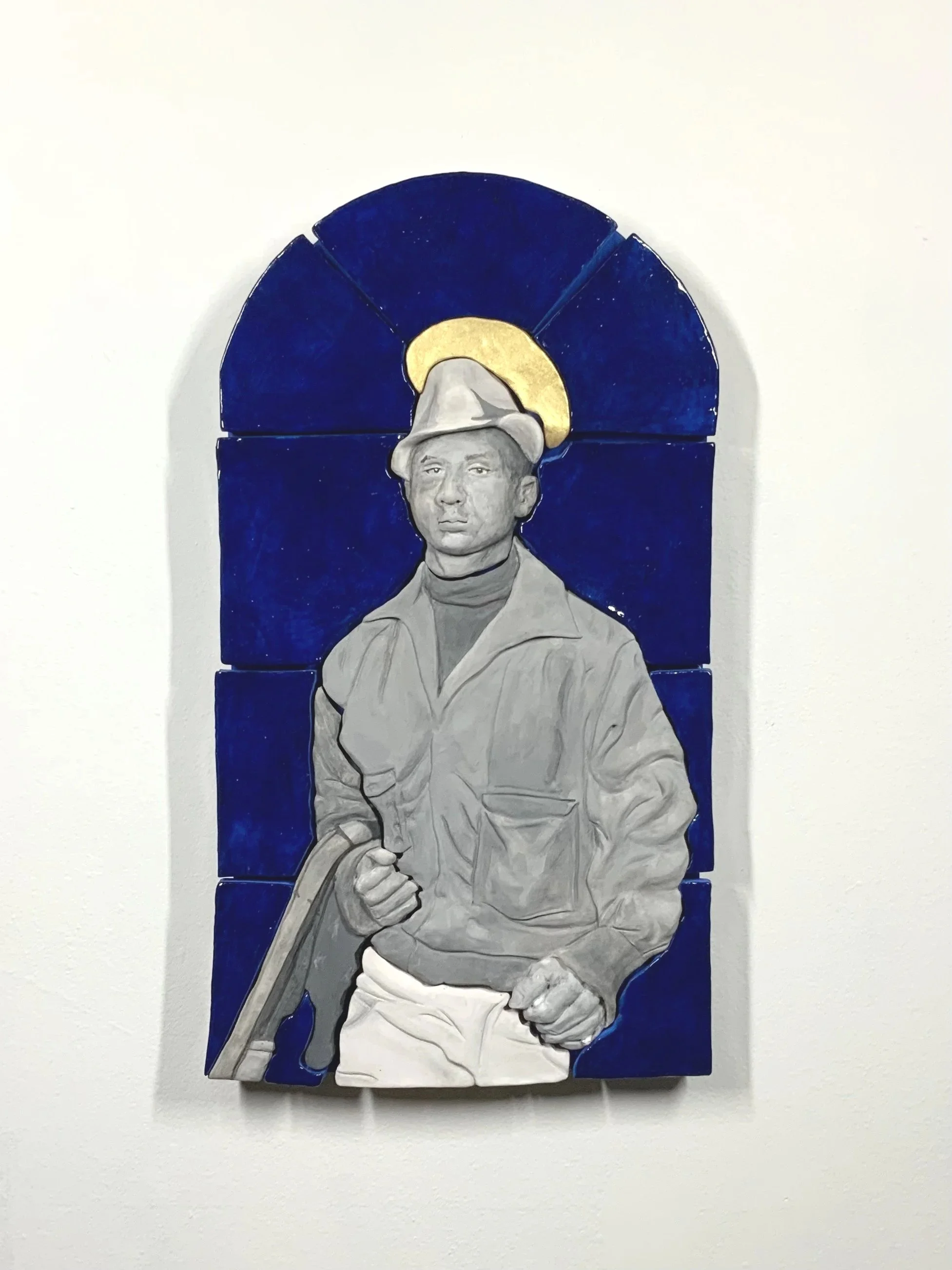 Lil' Bobby Hutton, Glazed and Painted Earthenware, 20.25"H x 11.5"W x 2.25"D, 2025