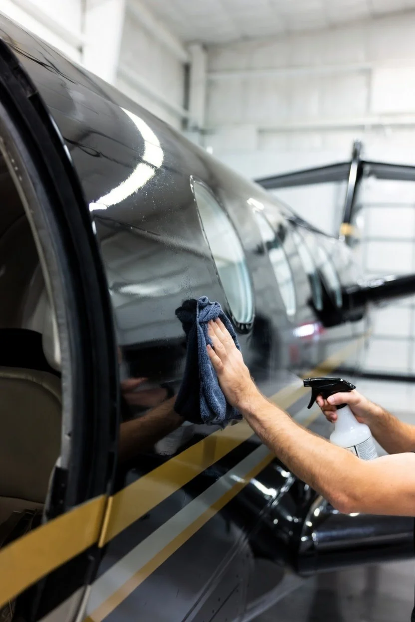 aircraft exterior detailing private jet Orange County California Brightwing Aviation Detailing