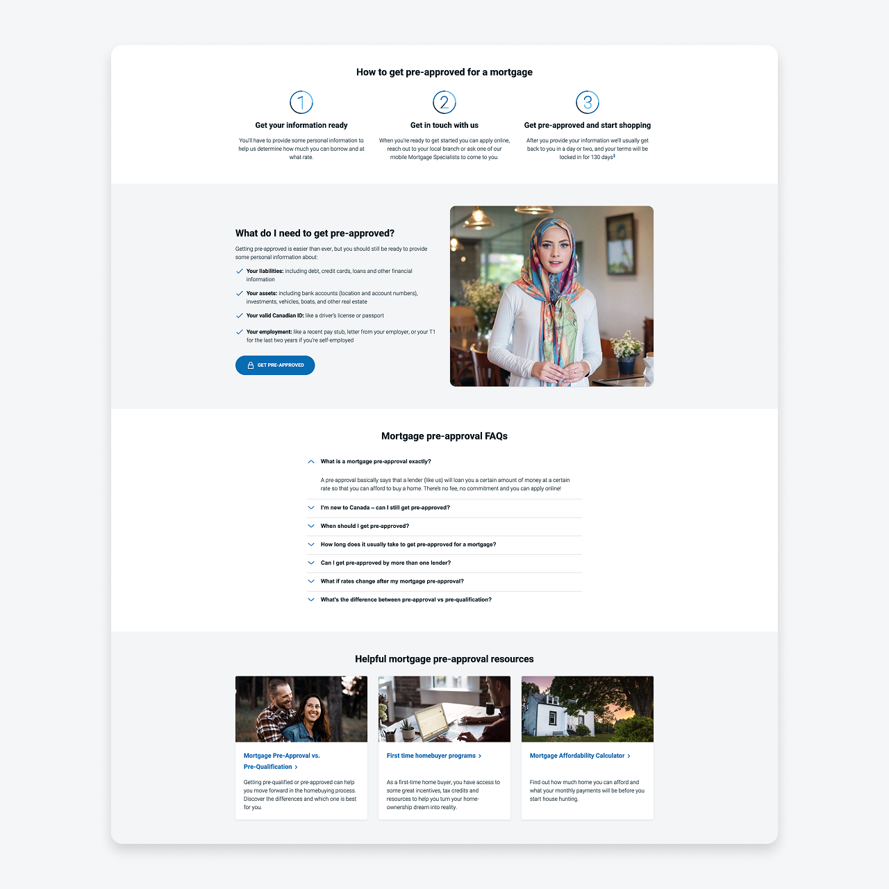 Page mockup from BMO.com showing 4 different modules.