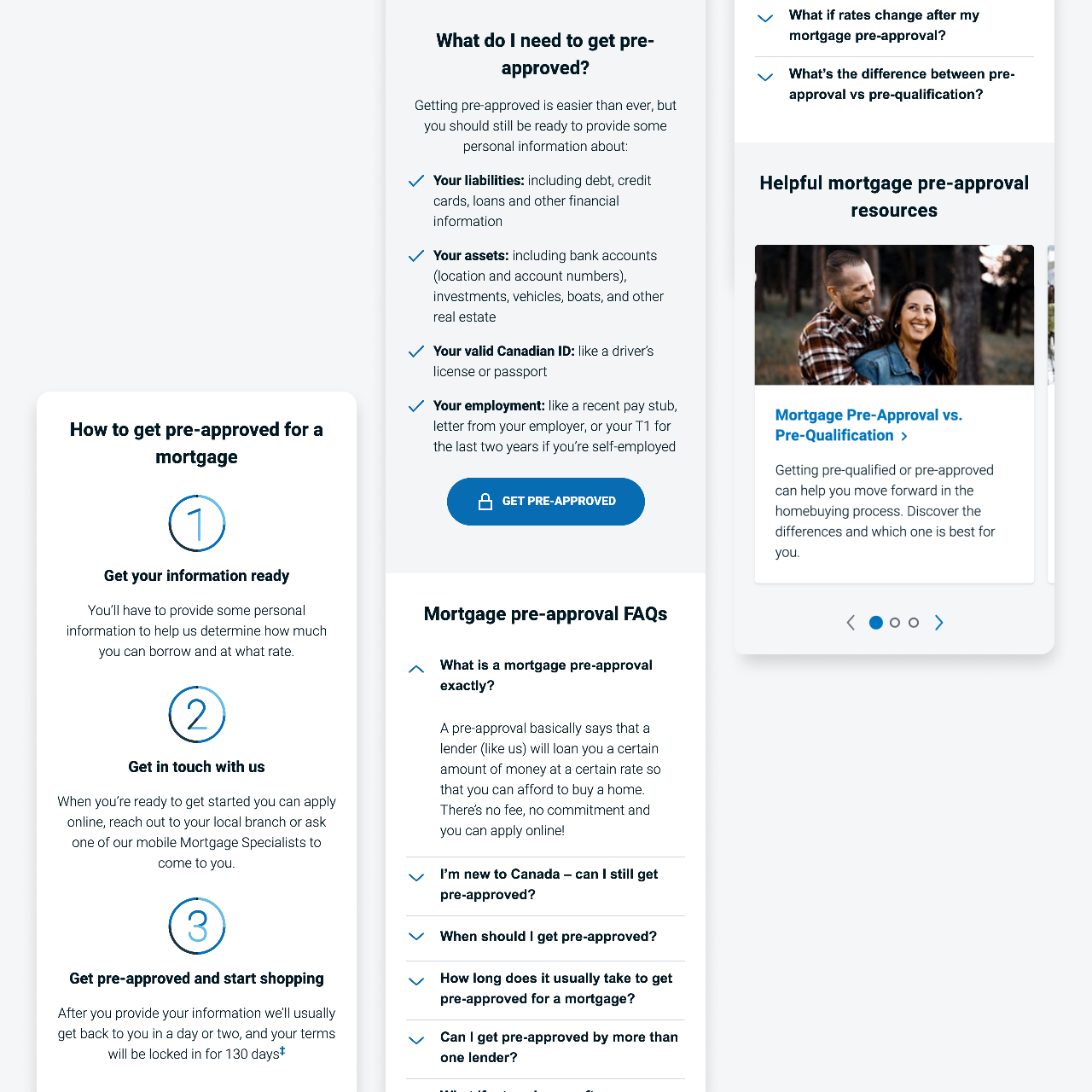Page mockup from BMO.com showing 4 different modules. on the mobile website