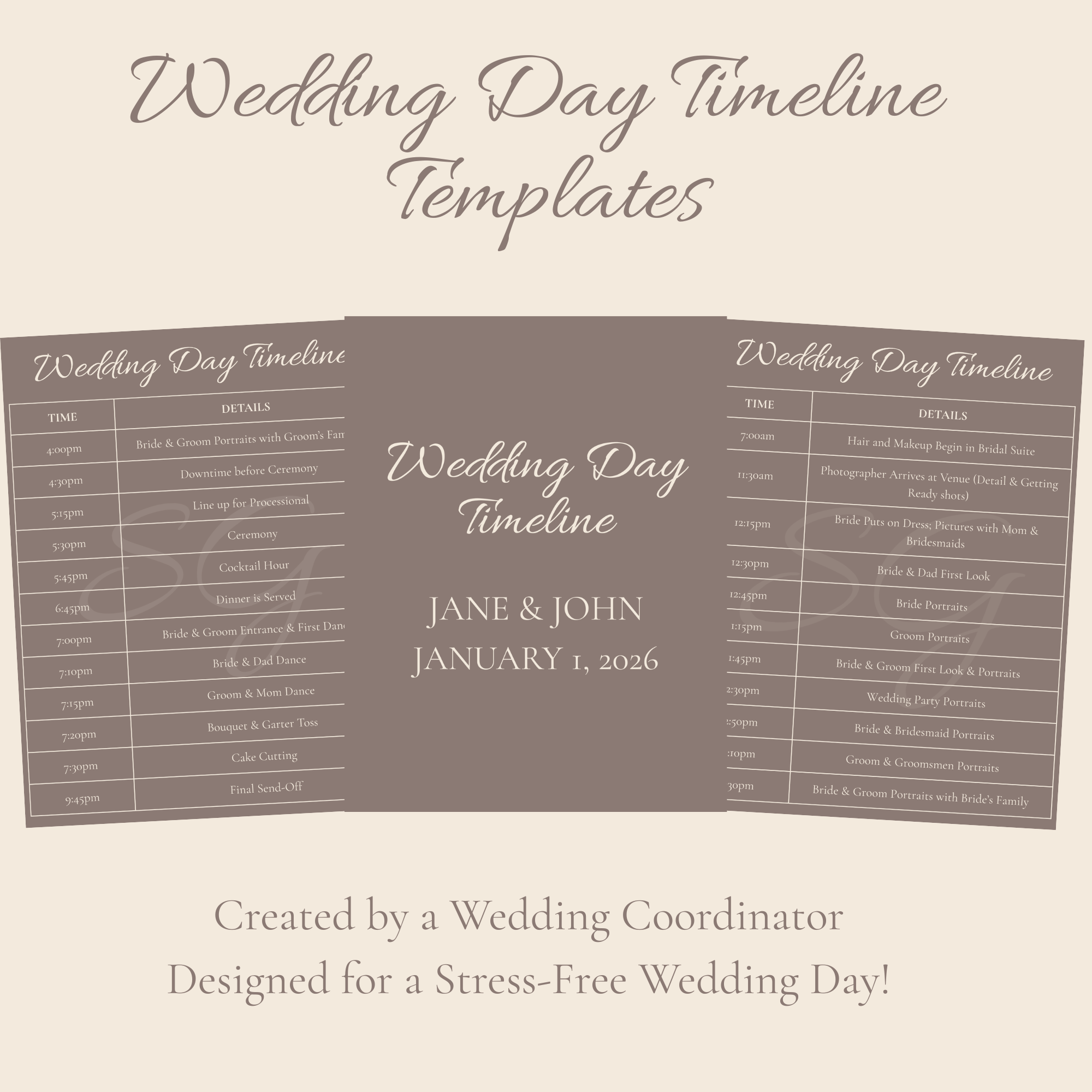 Wedding Timeline Template Bundle