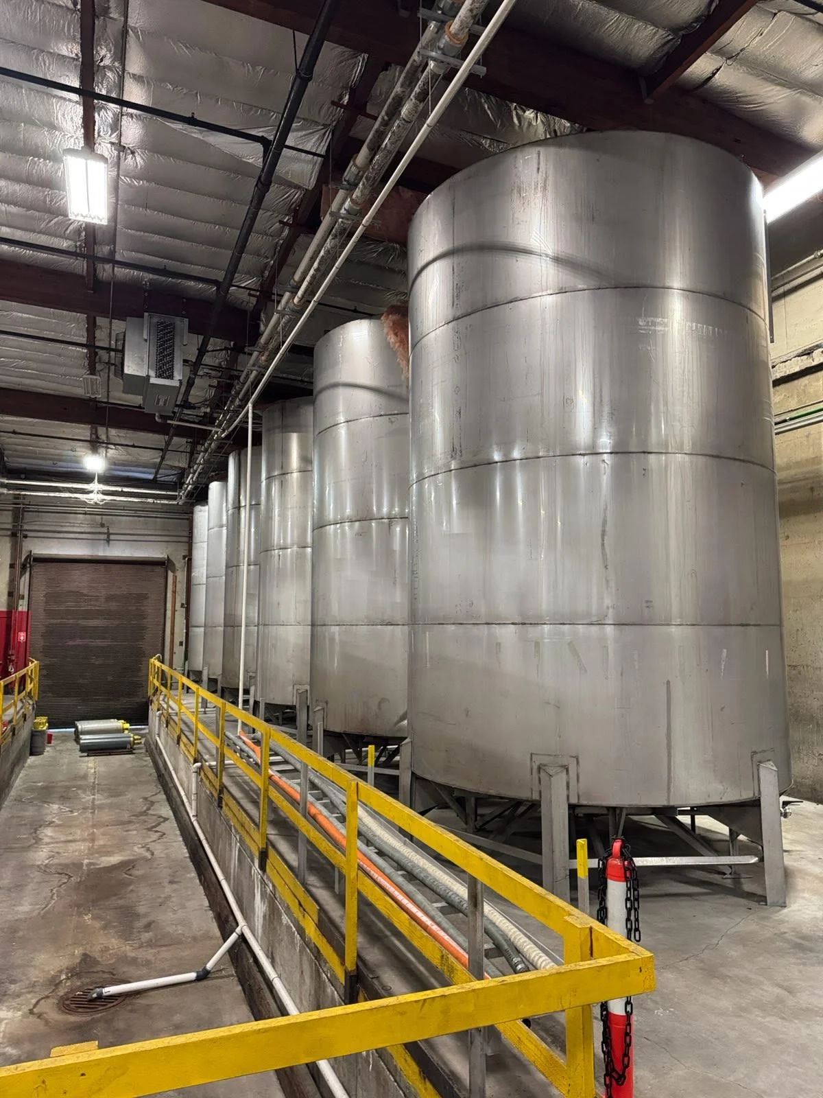 A151: 10,000 gallon capacity 
(8) wine tanks avail stainless steel 
10’dia x16’ tall 