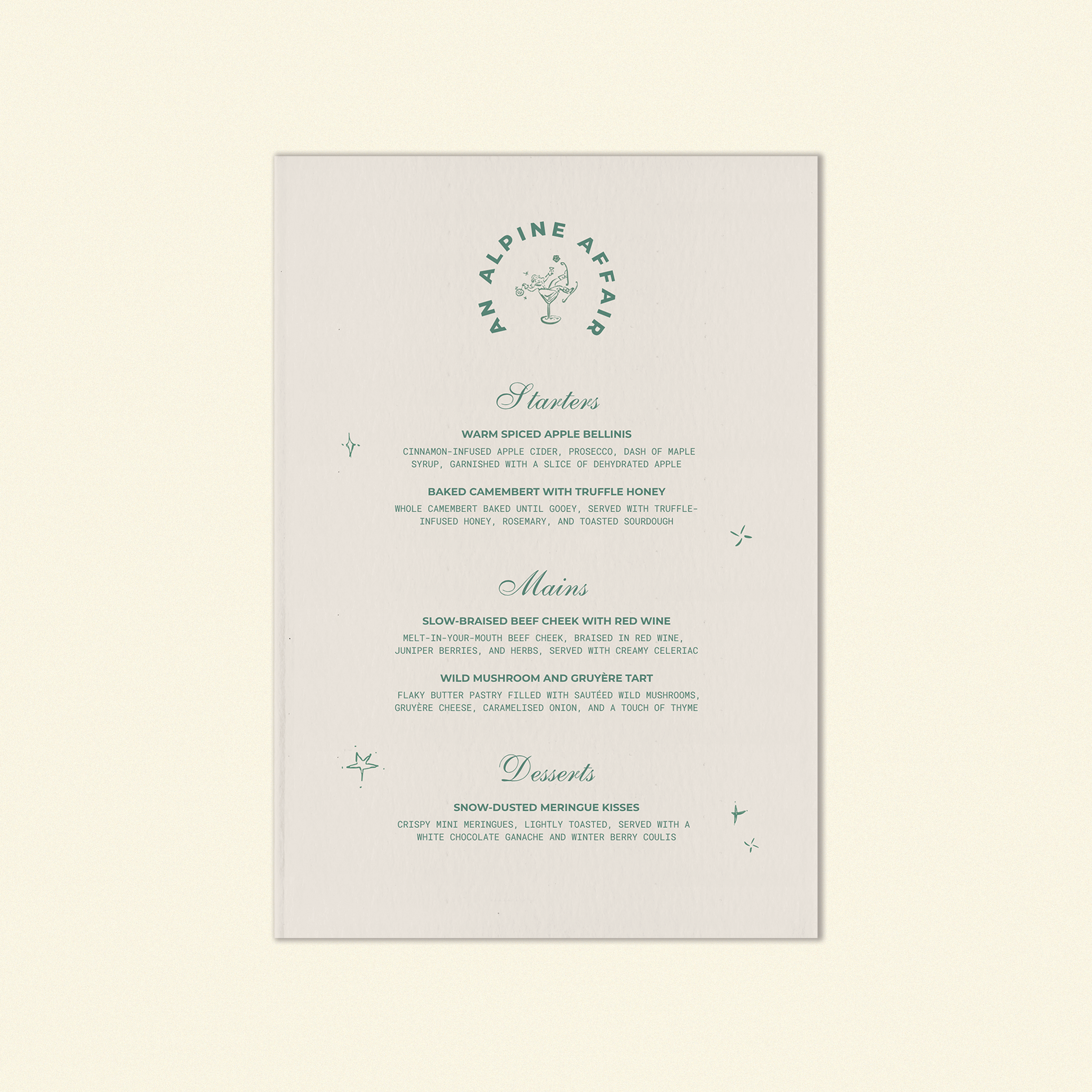 Après Ski Food Menu Template (Option A)