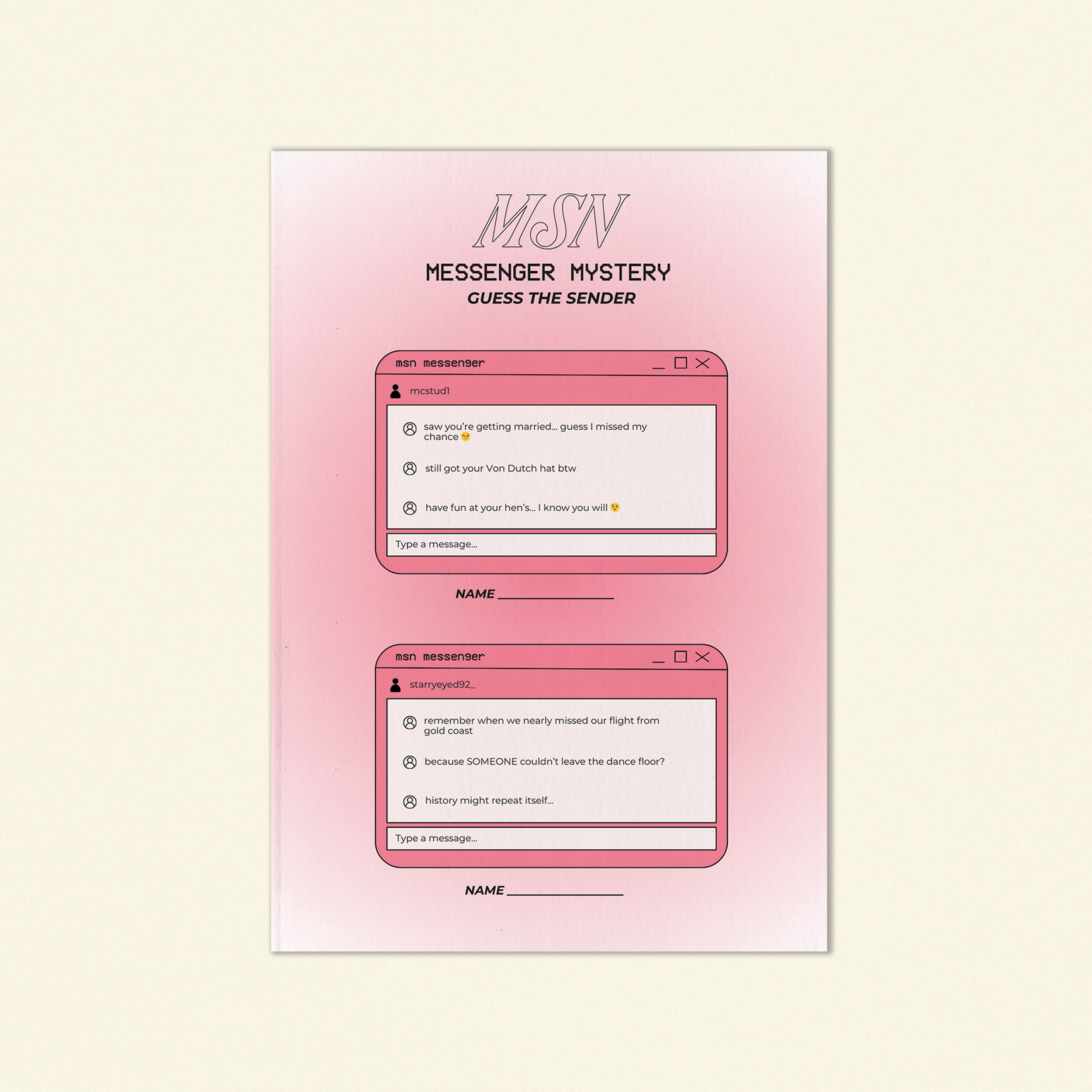 Y2K Hens Game (Option A)