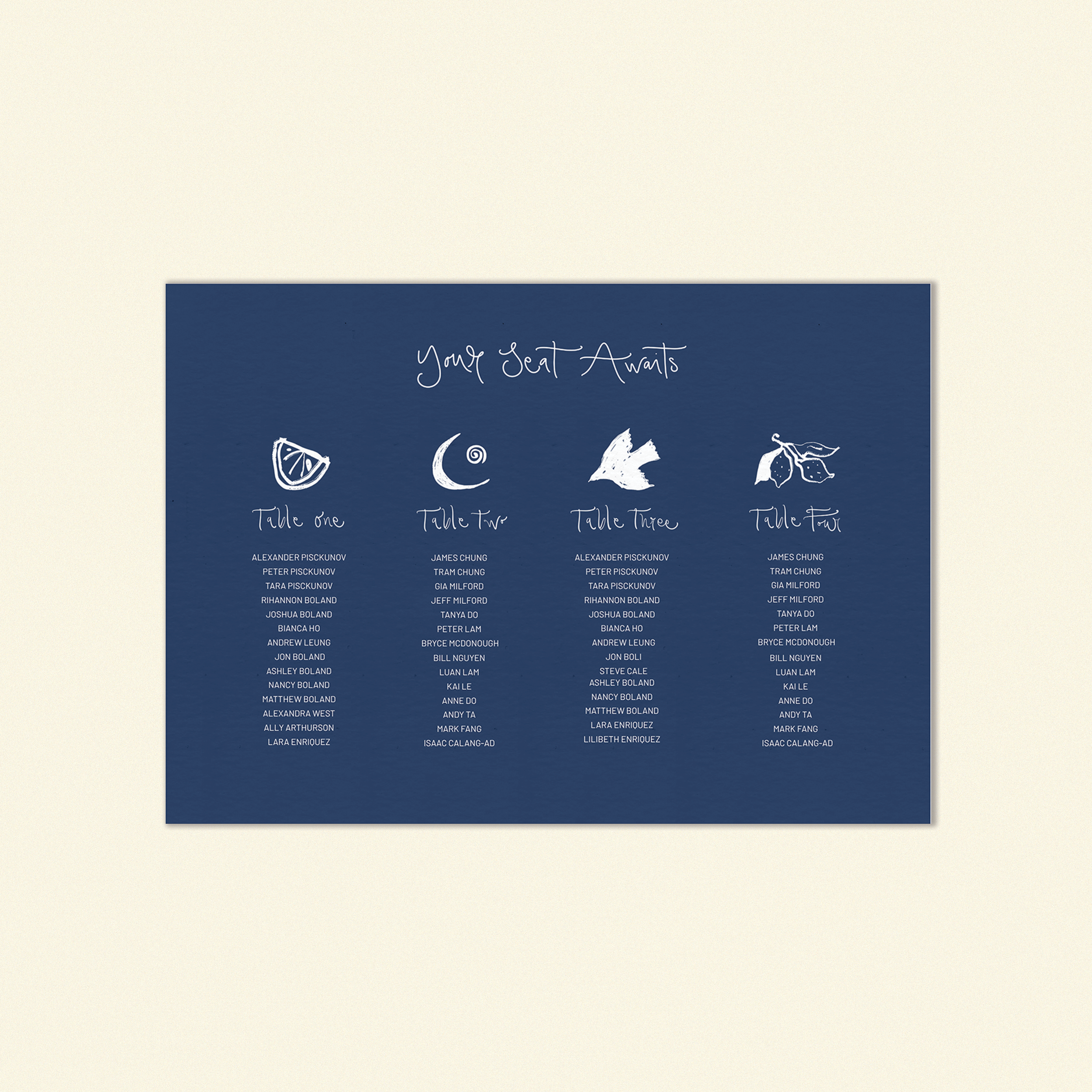 W.B Yeats Seating Chart Template (Option B)