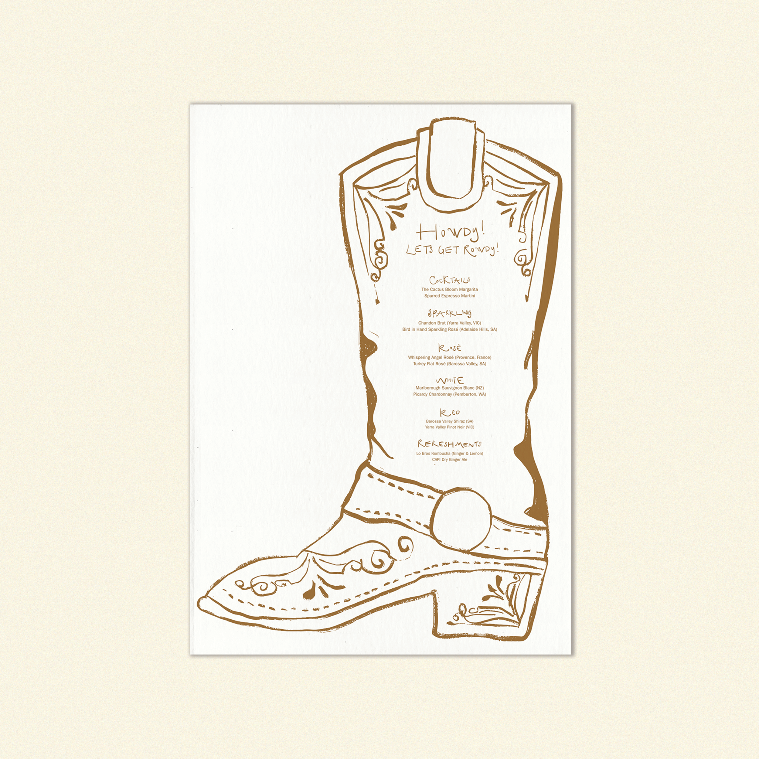 Spritz & Spurs Beverage Menu White Template (Option A)