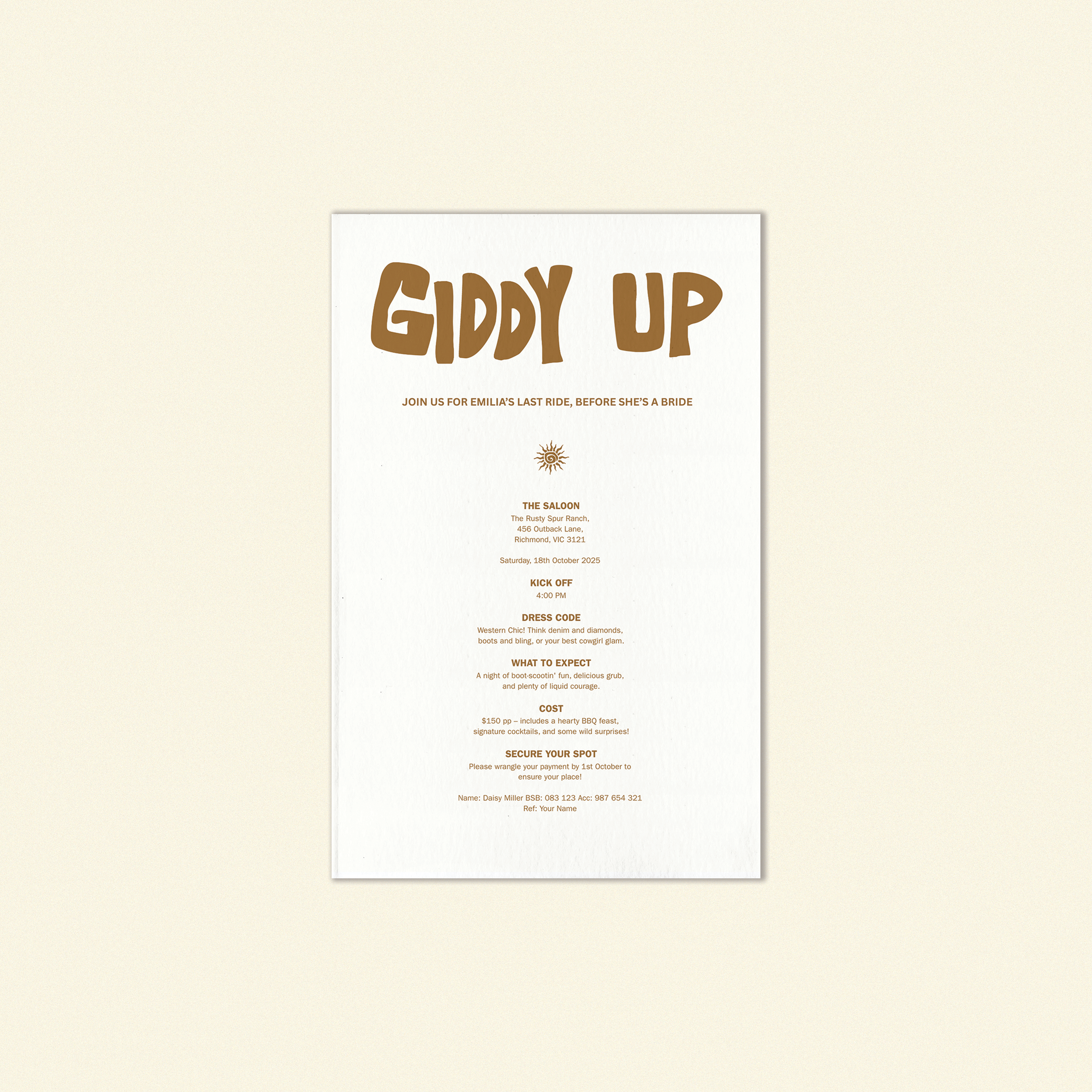 Spritz & Spurs Invitation Template (Option A)