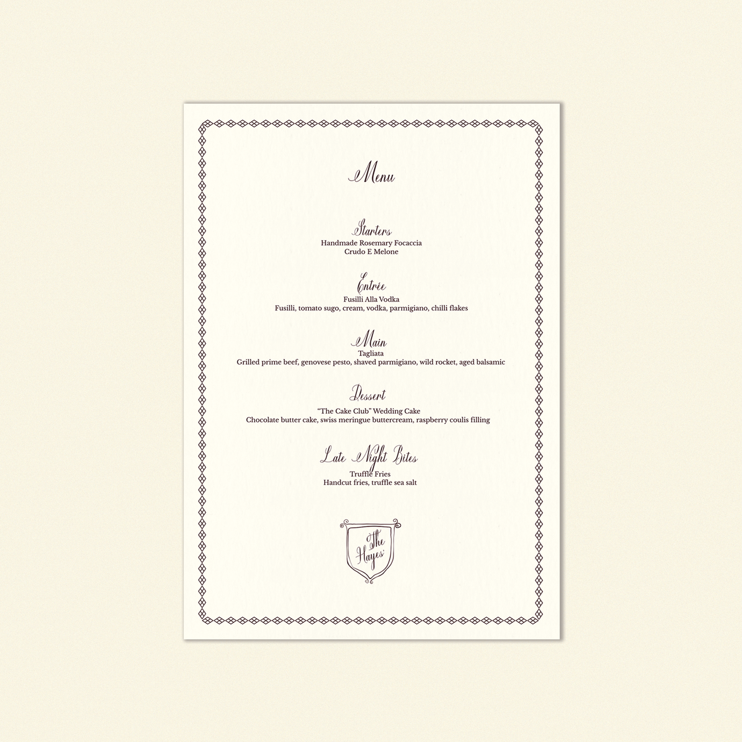 Hayes Food Menu Template (Option B)