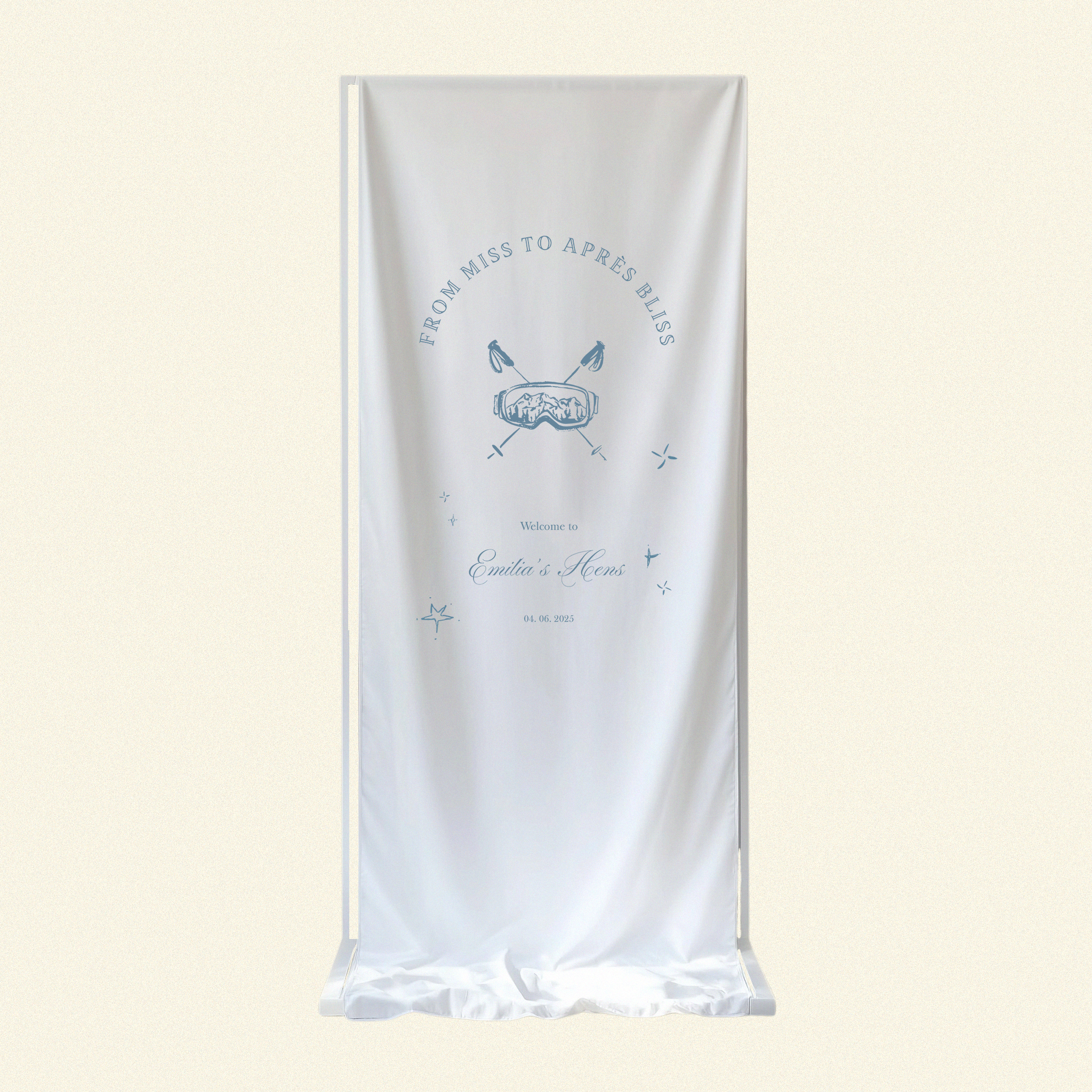 Après Ski Welcome Sign Linen Template (Option B)