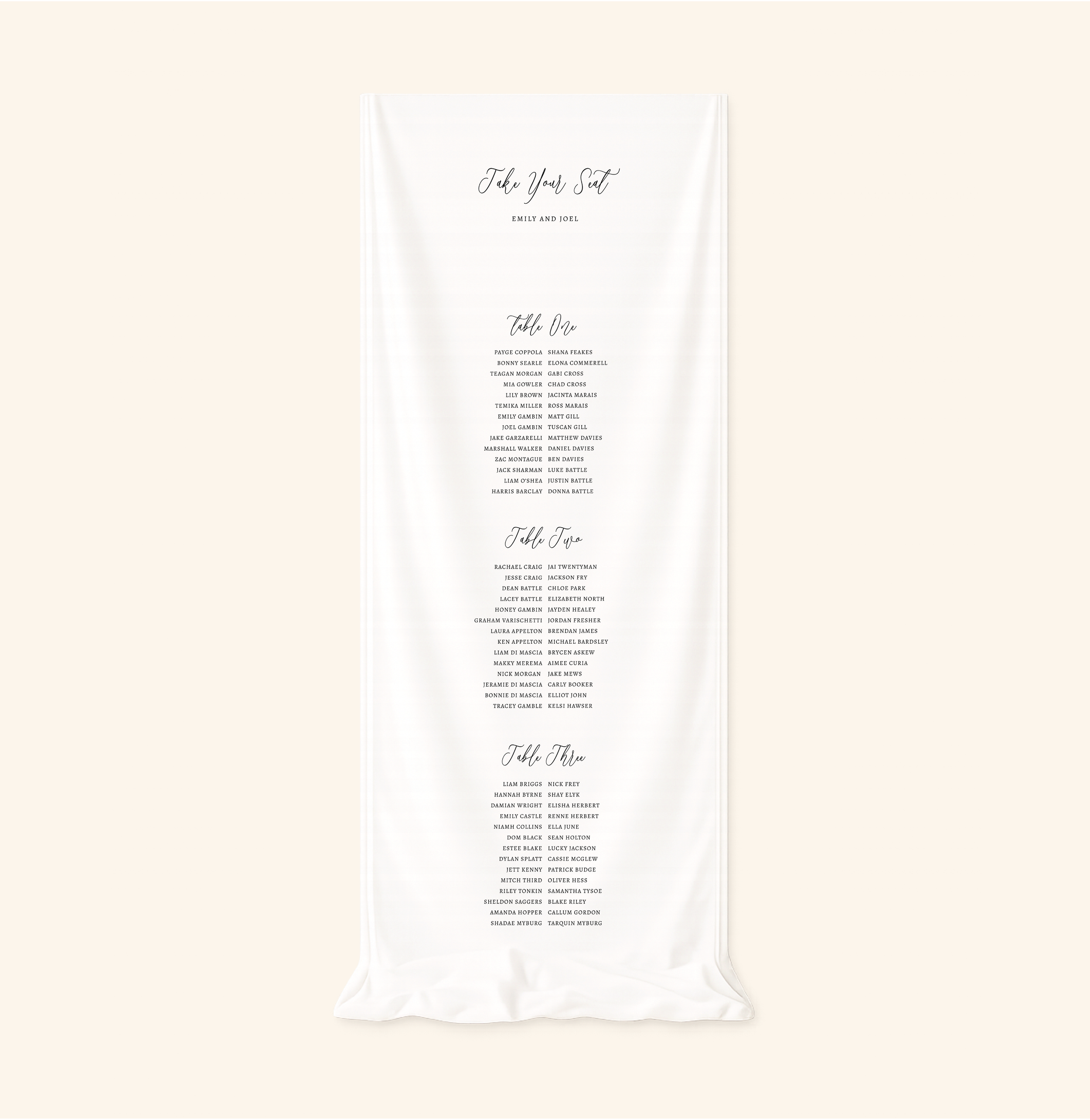 Davies Linen Seating Chart Template (Option C)