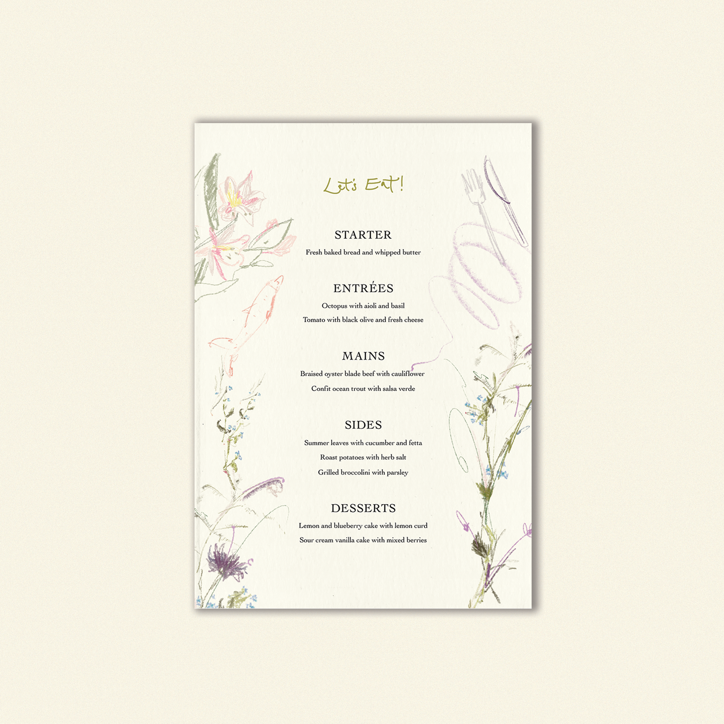 E.E Cummings Food Menu Template (Option A)