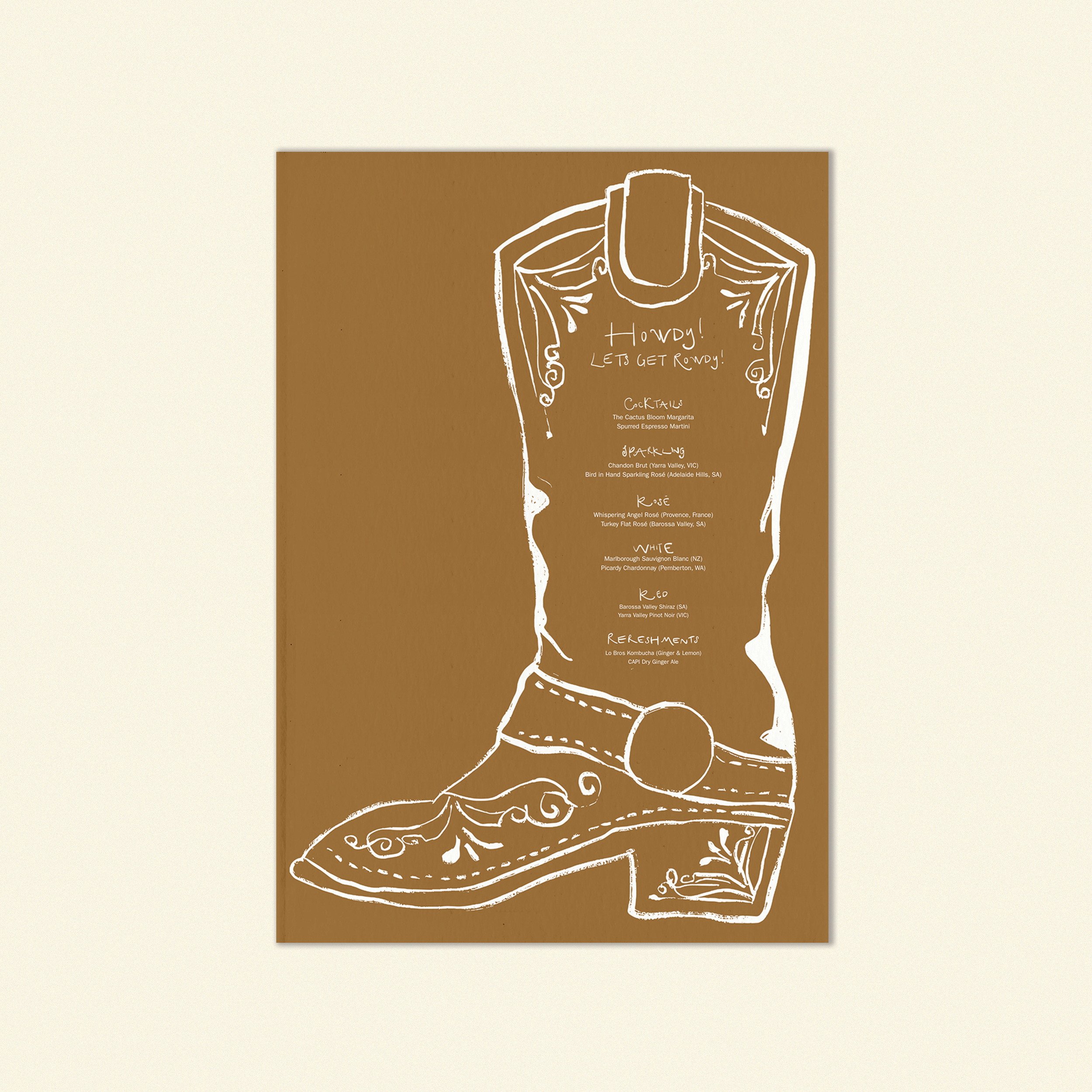 Spritz & Spurs Beverage Menu Brown Template (Option A)