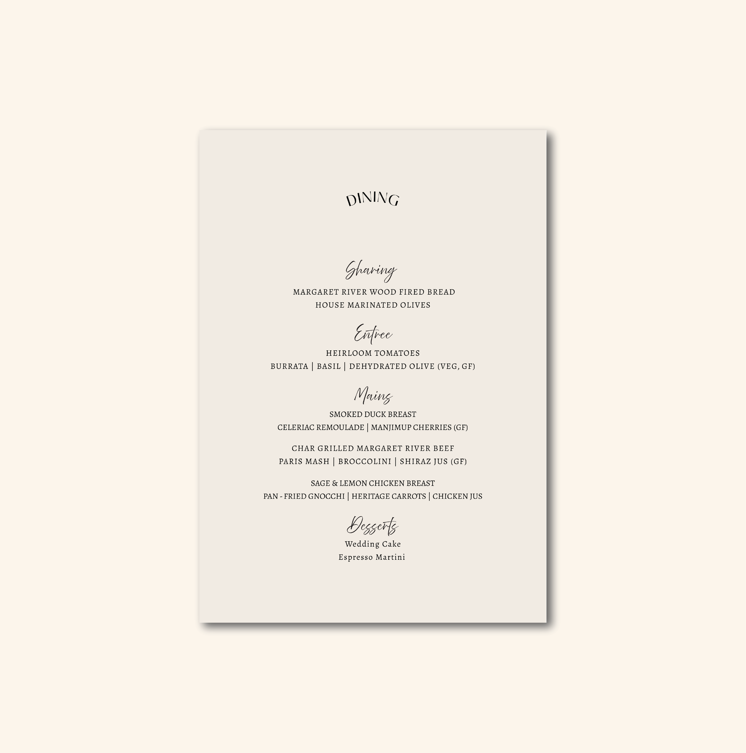 Davies Food Menu Template (Option A)