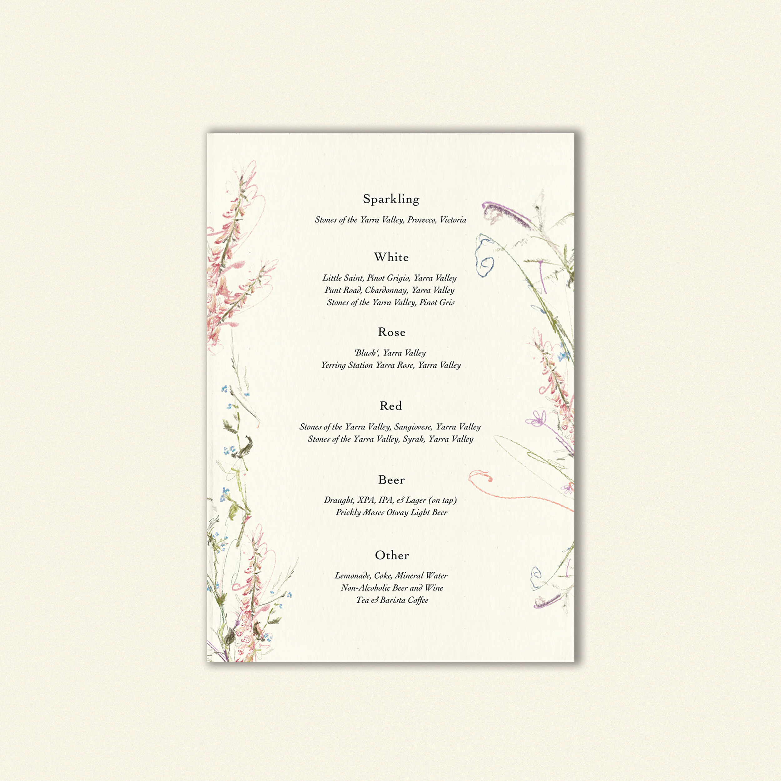 E.E Cummings Beverage Menu Template (Option B)