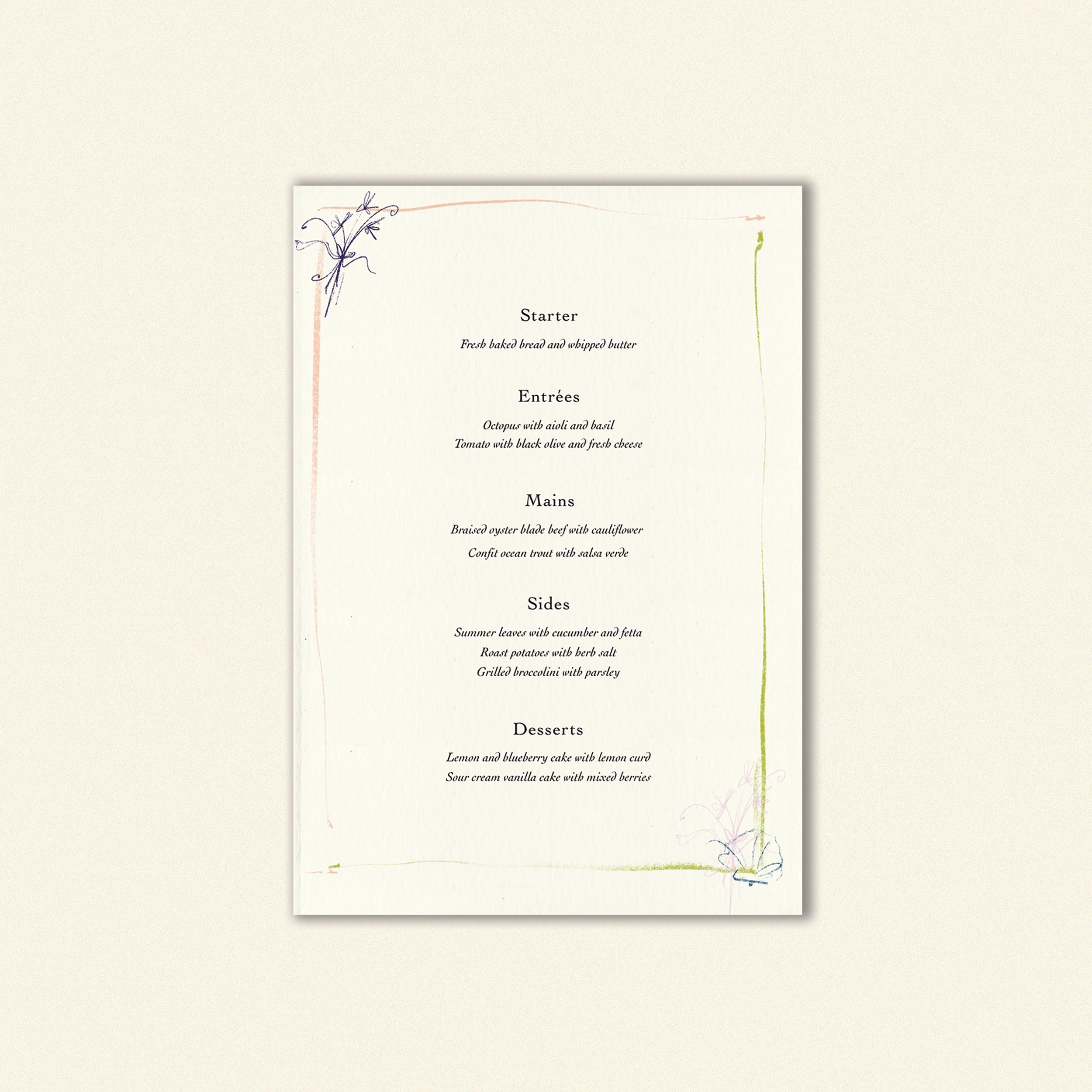 E.E Cummings Food Menu Template (Option B)