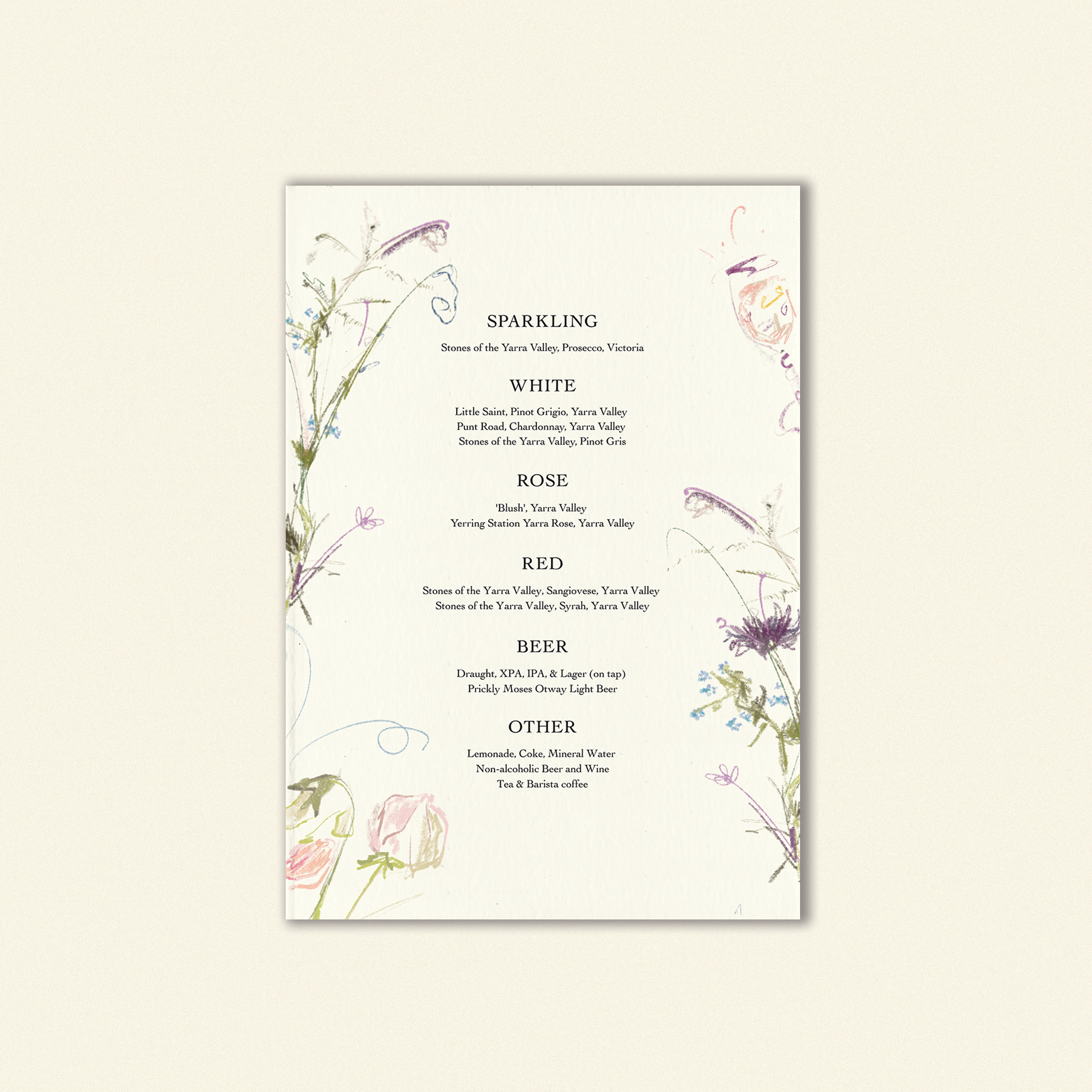 E.E Cummings Beverage Menu Template (Option A)