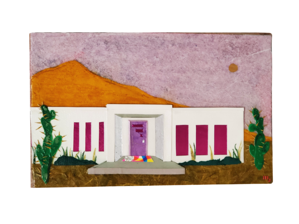 Paper collage on wood panel