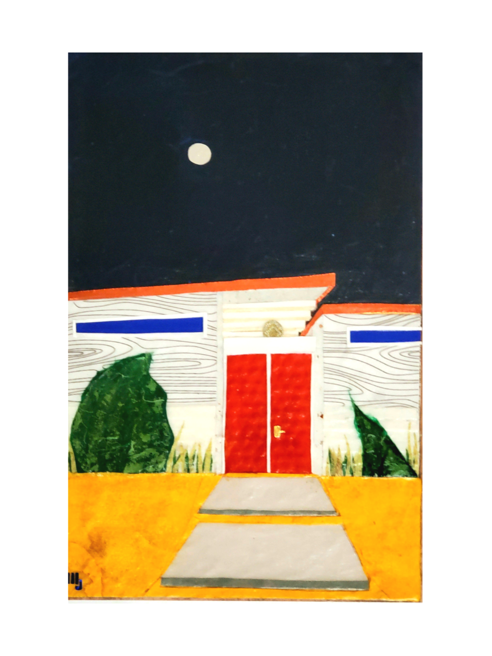 Paper collage on wood panel