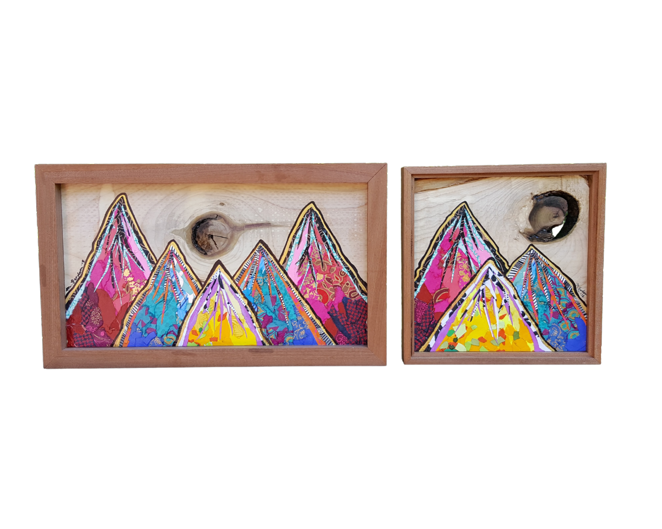 Paper collage on hardwood panel