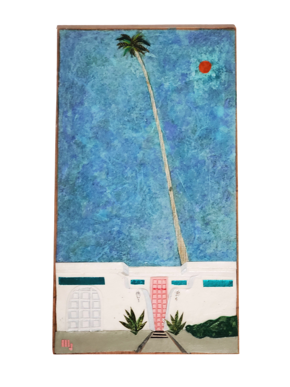 Paper collage on wood