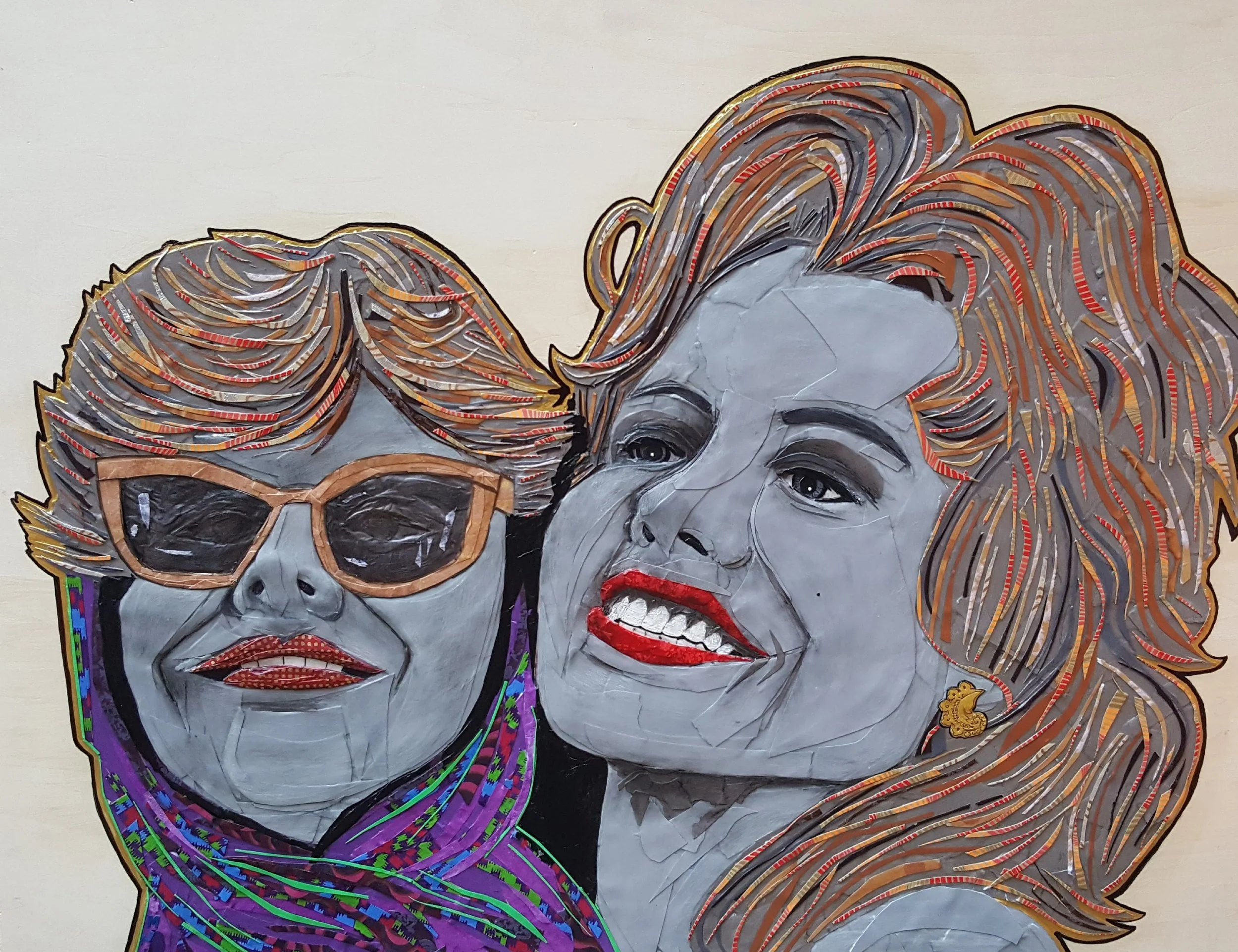 Paper collage on wood panel