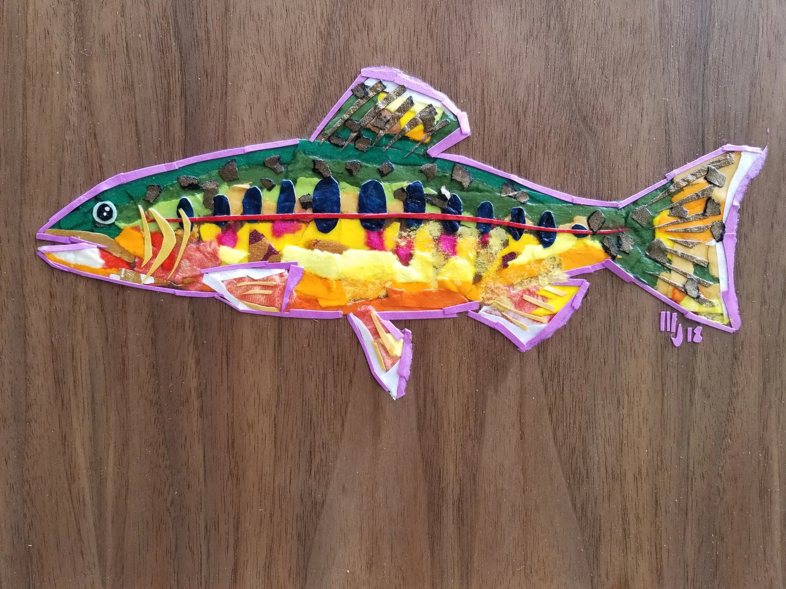 Paper collage on wood panel