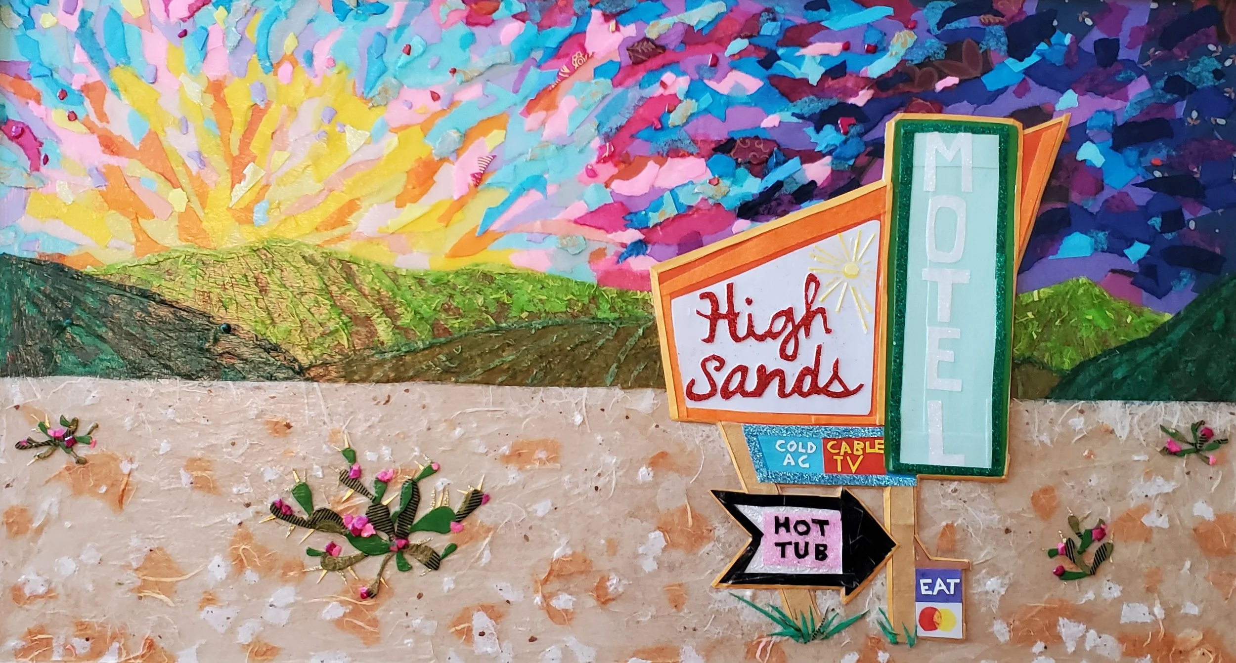 Paper collage on wood panel